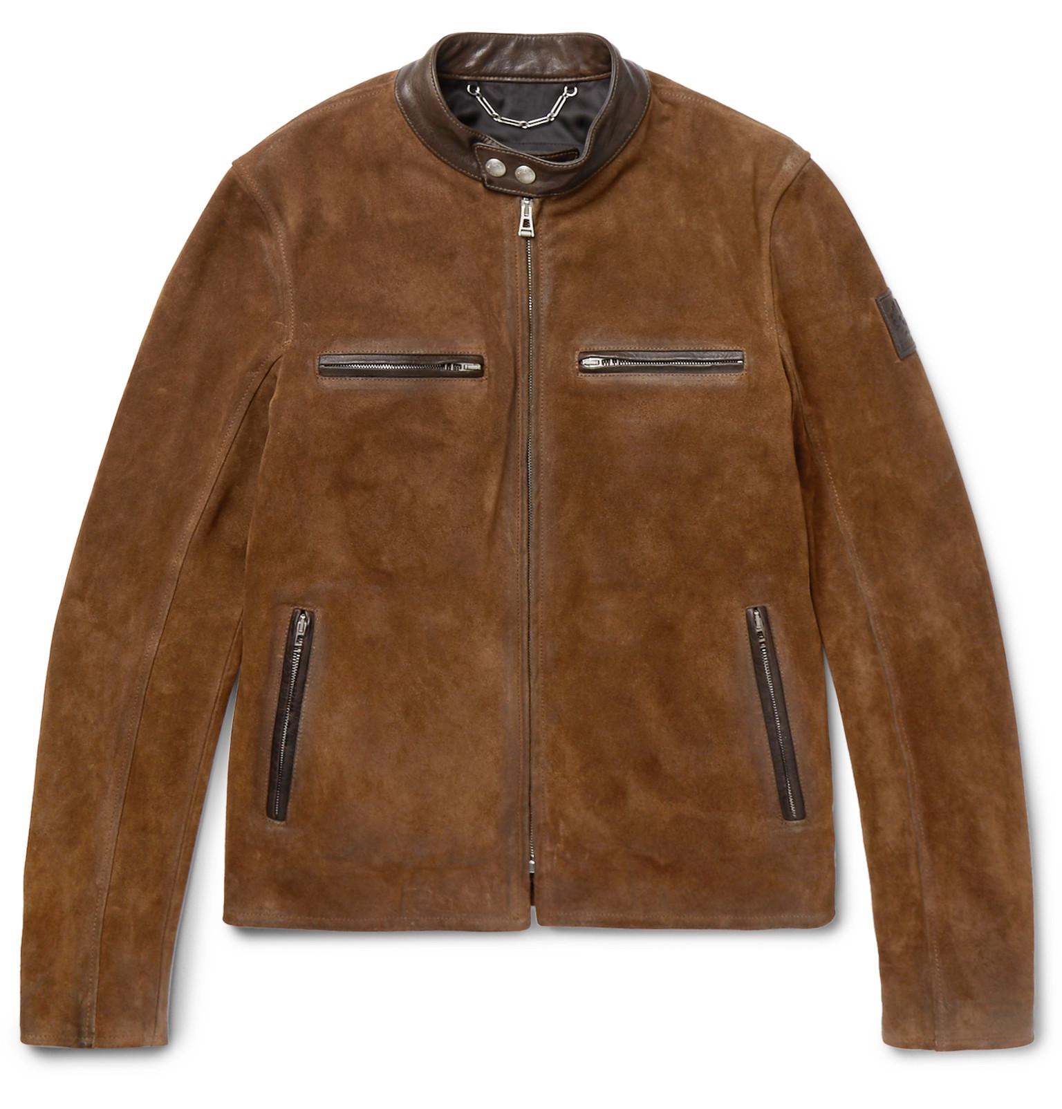 Belstaff Landrake Leather-trimmed Suede Blouson Jacket in Tan (Brown ...
