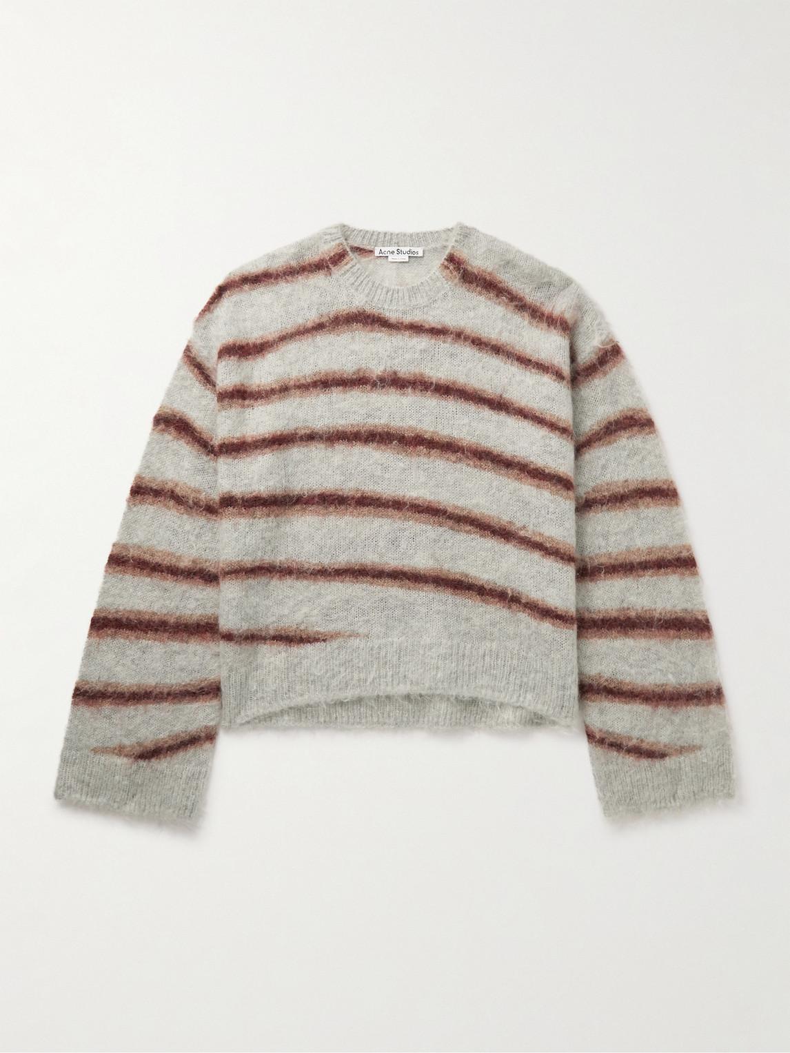 Acne Studios Kwatta Striped Brushed-Knit Sweater in Grey for Men