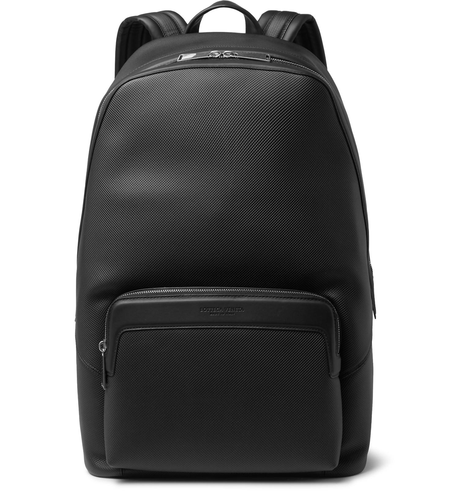 Bottega Veneta Marco Polo Textured-leather Backpack in Black for Men | Lyst