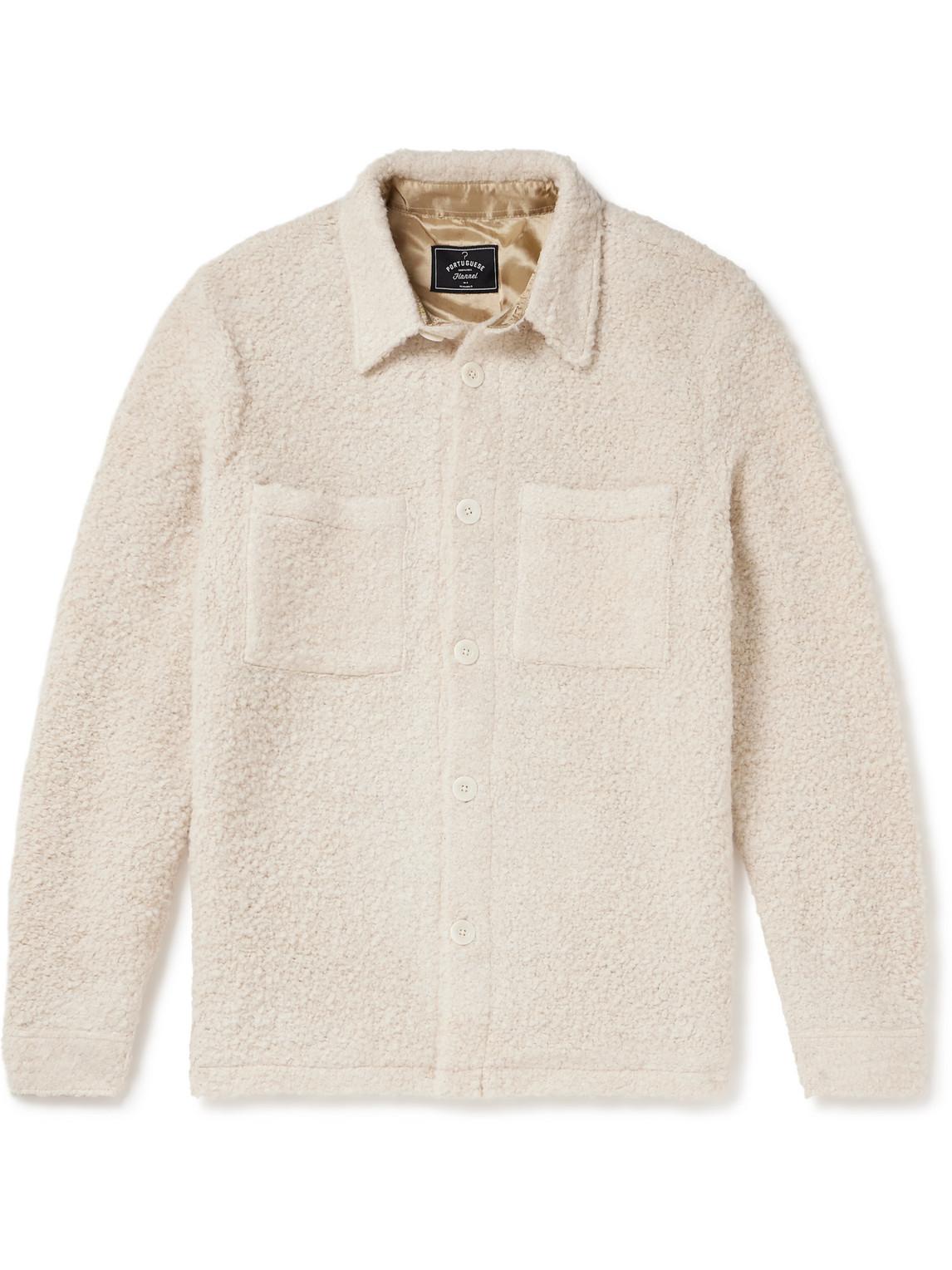 Portuguese Flannel Curly Bouclé Overshirt in White for Men | Lyst