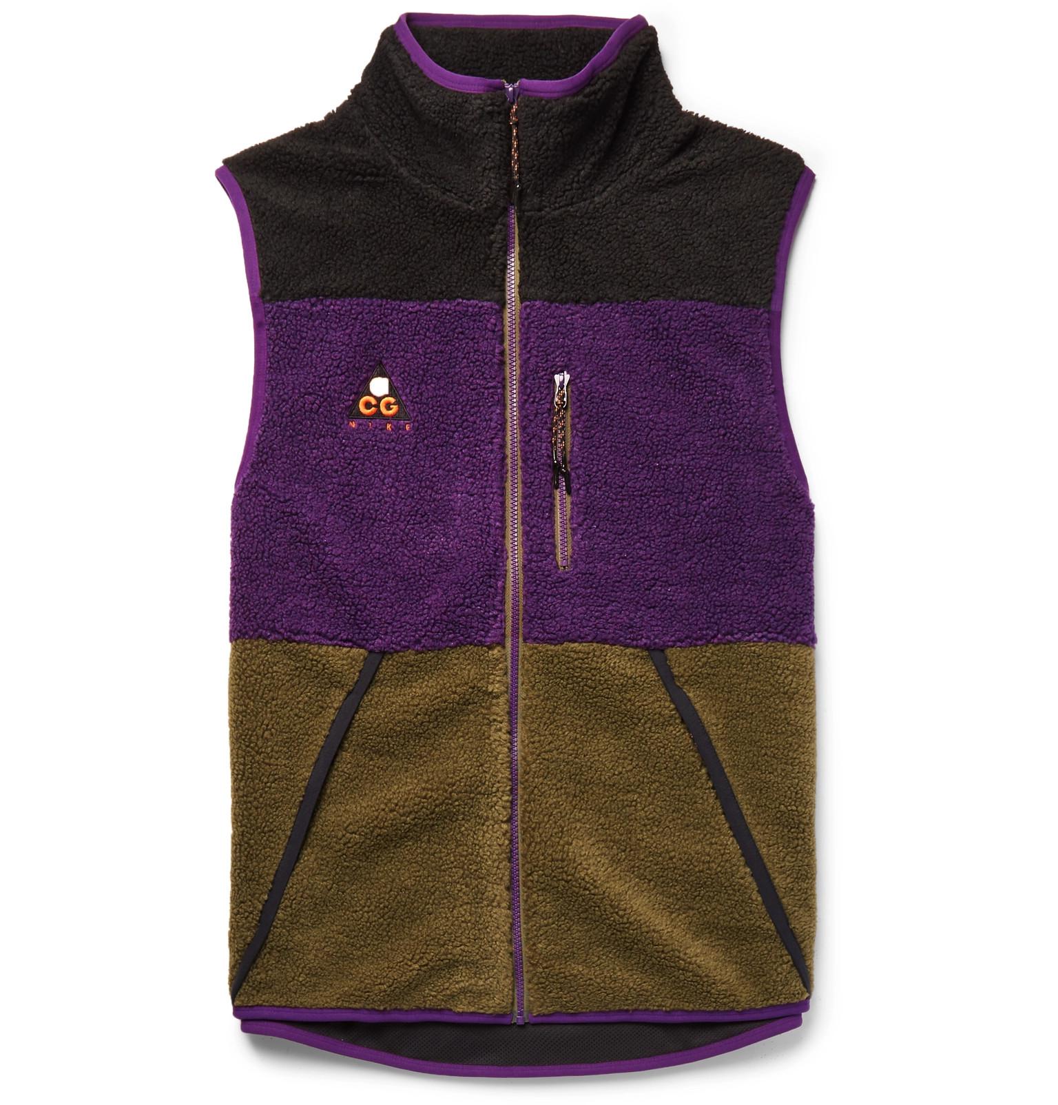 Nike Acg Logo-appliquéd Colour-block Fleece Gilet in Purple for 