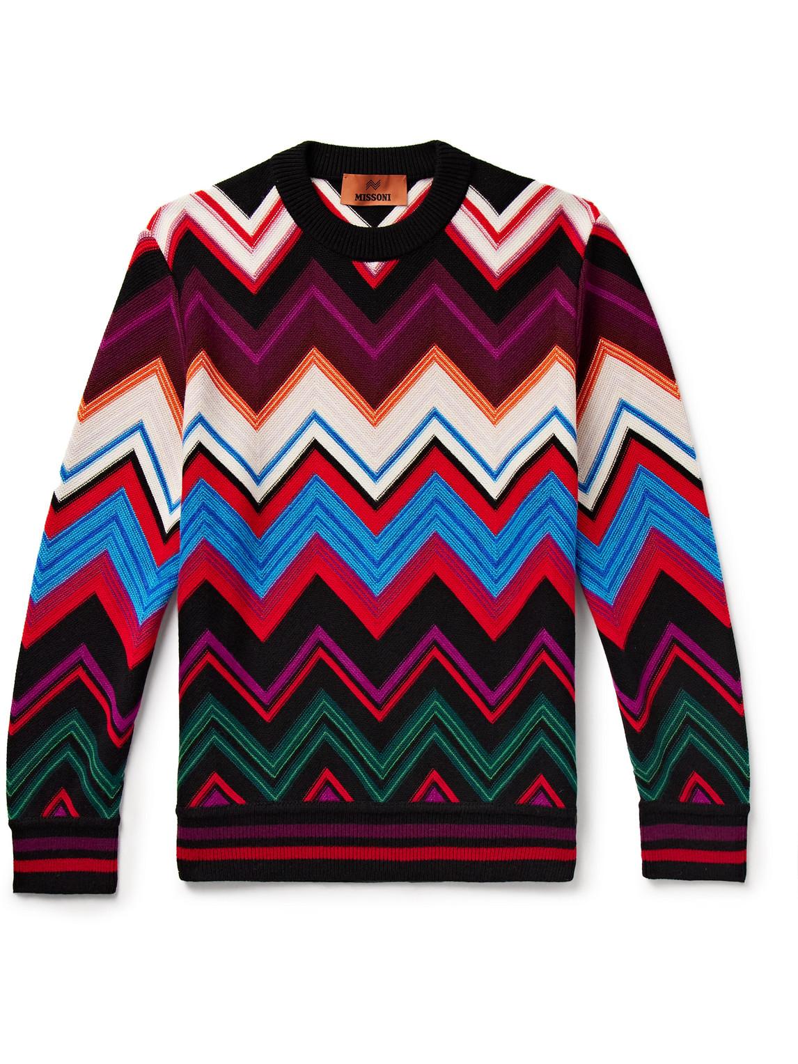 Missoni Chevron Crochet-knit Wool And Cotton-blend Sweater in Red for Men |  Lyst