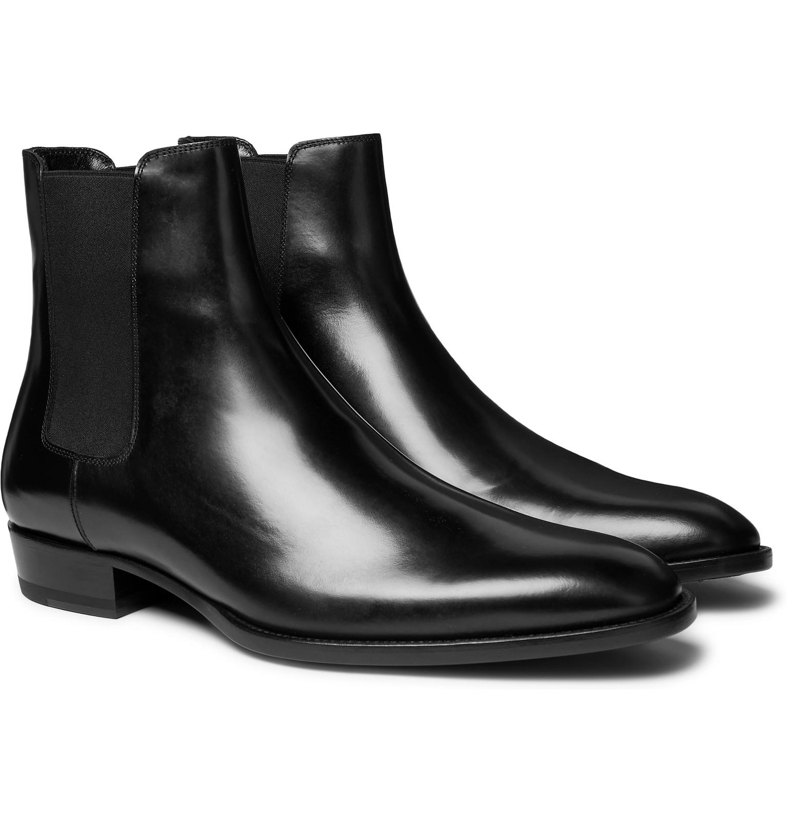 Saint Laurent Wyatt Leather Chelsea Boots in Black for Men - Lyst