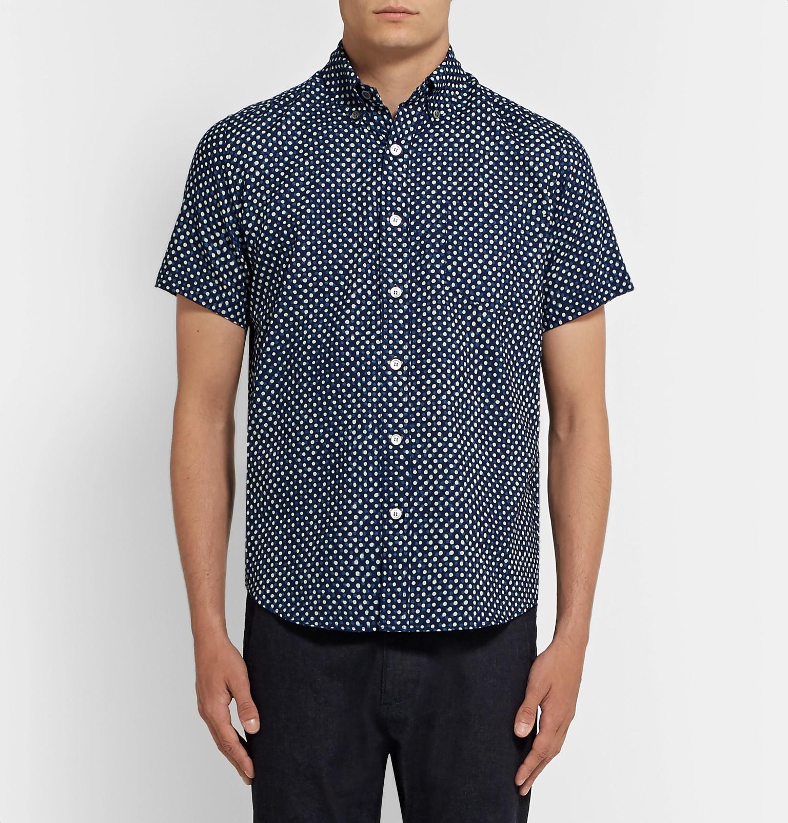 Blue Blue Japan Slimfit Buttondown Collar Indigodyed Printed Cotton