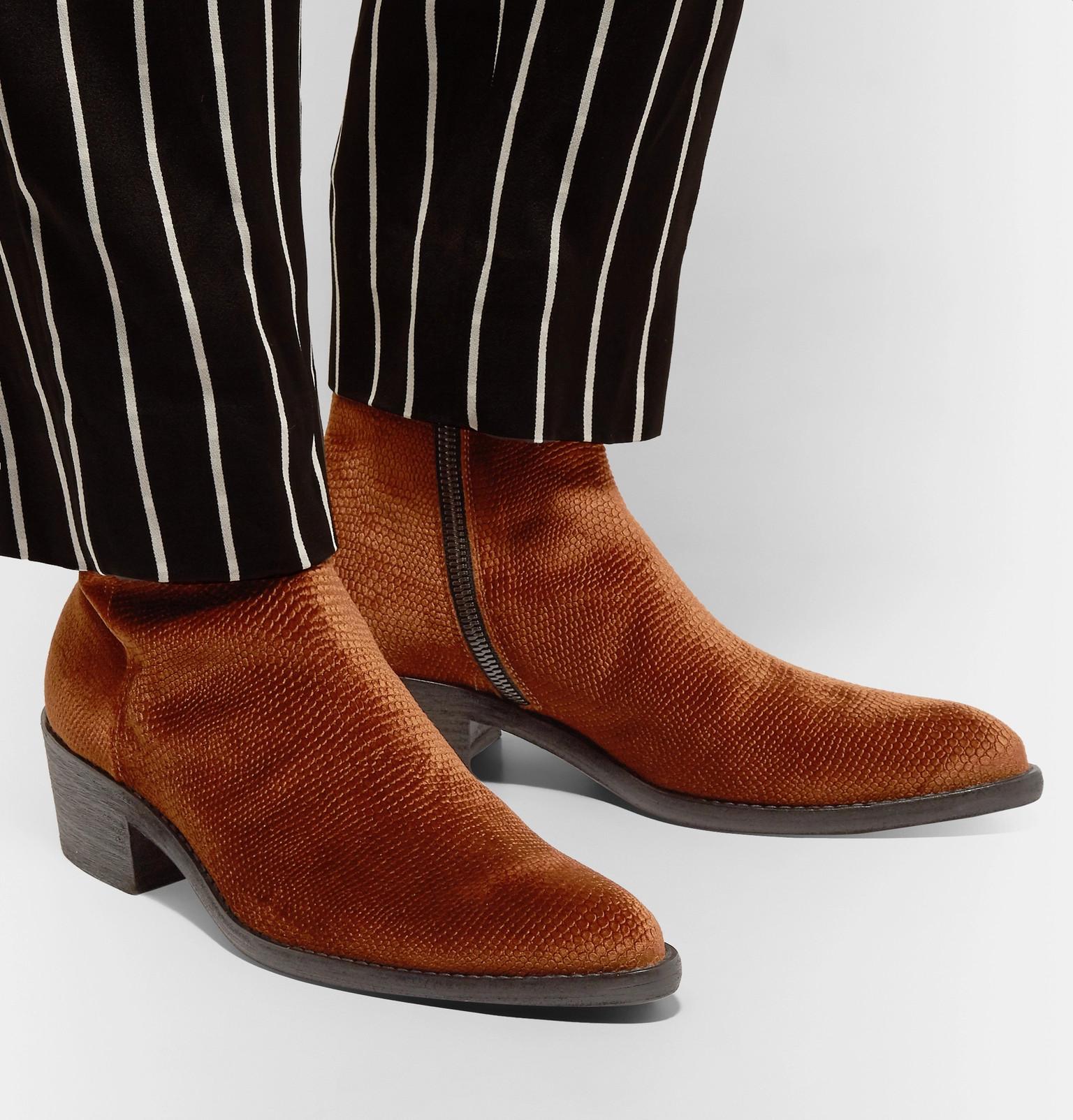 Buy > brown velvet boots > in stock