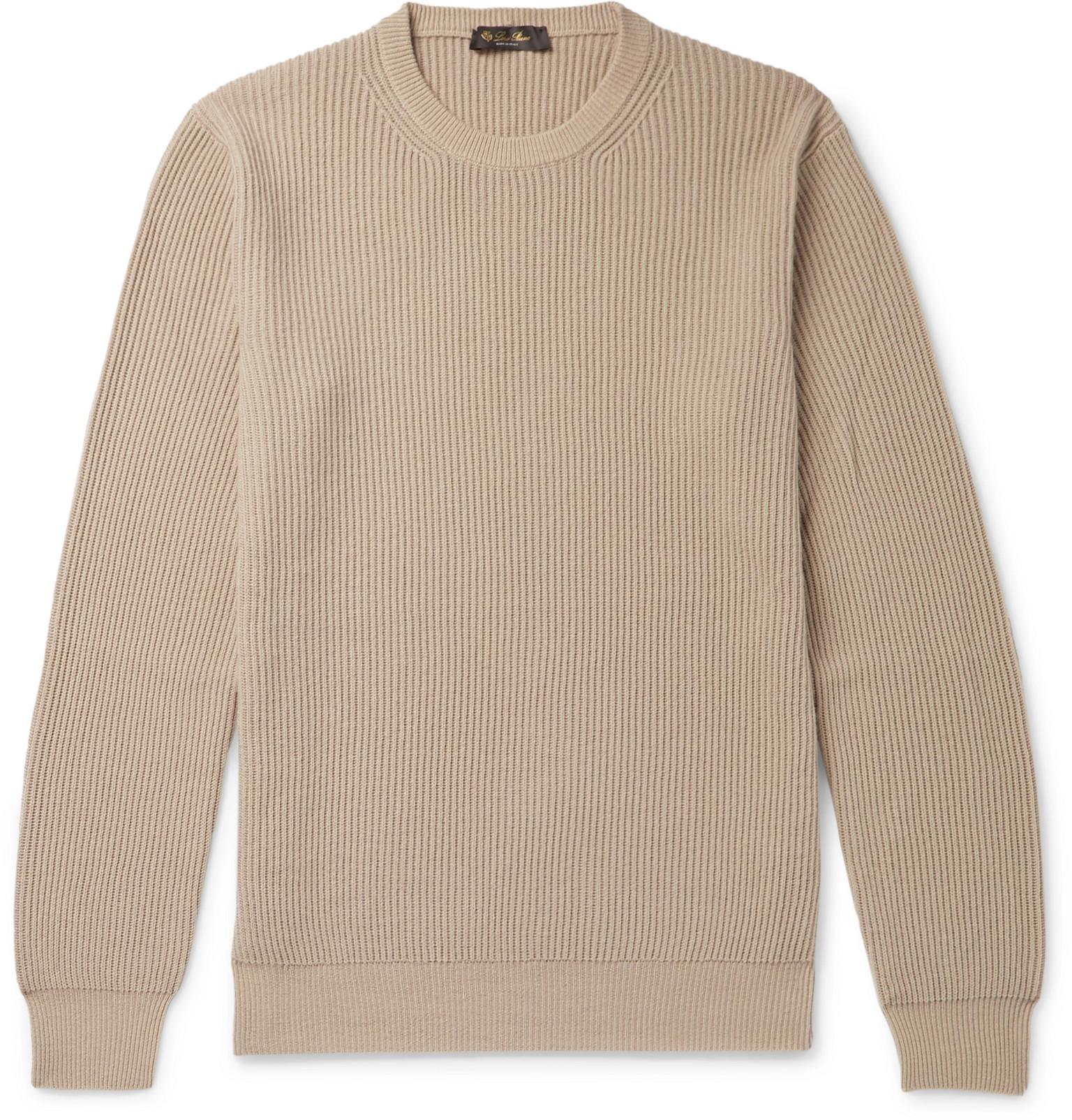 Loro Piana Ribbed Cashmere Sweater in Natural for Men - Lyst