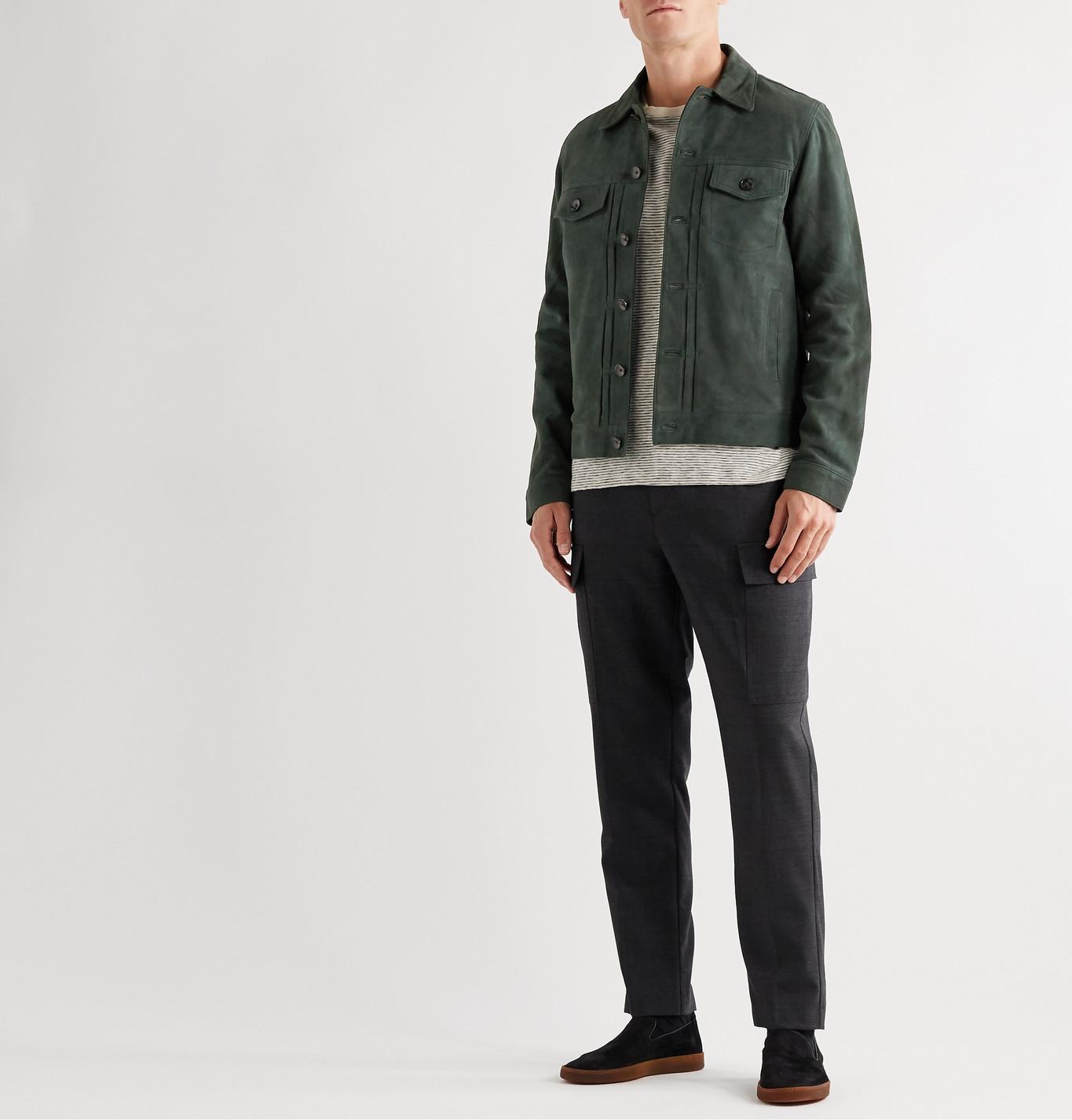 Officine Generale Liam Suede Jacket in Green for Men Lyst Canada