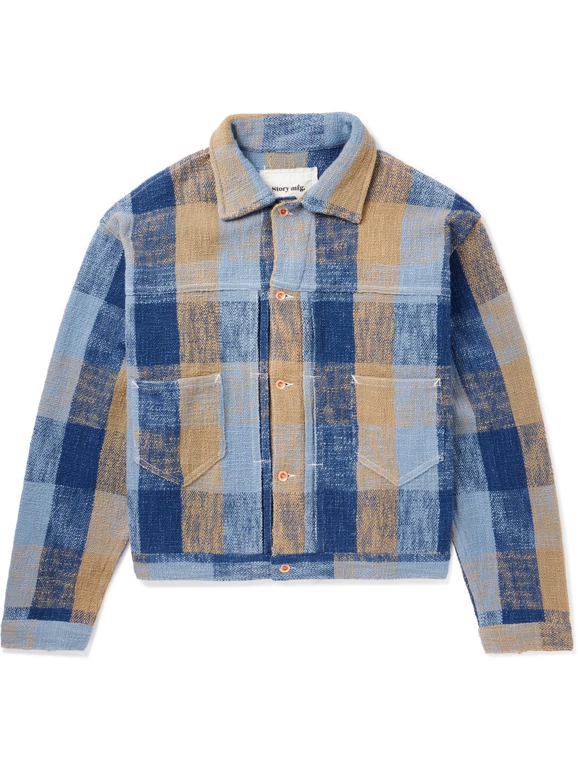 STORY mfg. Sundae Checked Organic Cotton-bouclé Jacket in Blue for