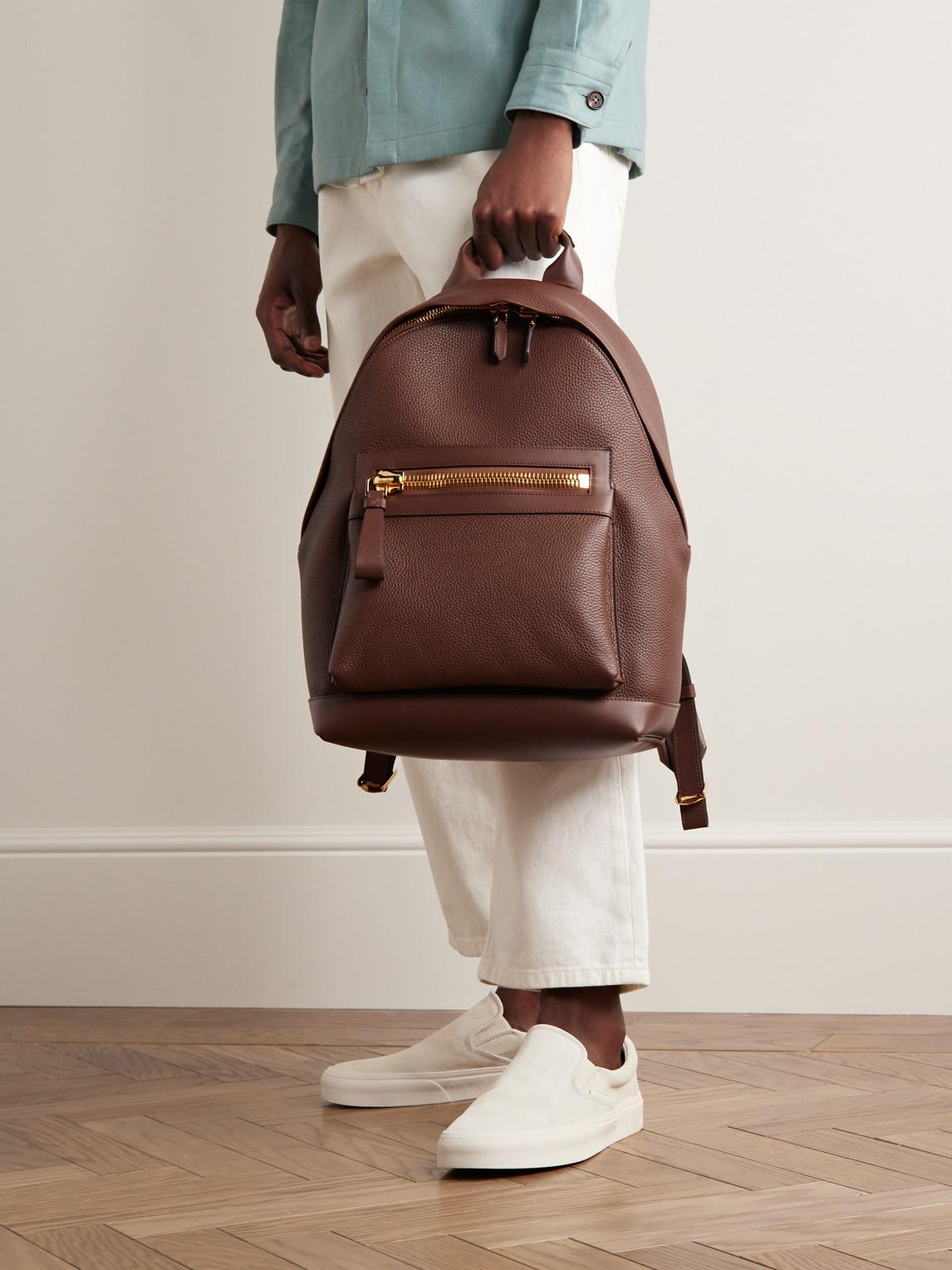 Tom Ford Buckley Pebble-grain Leather Backpack in Brown for Men | Lyst UK