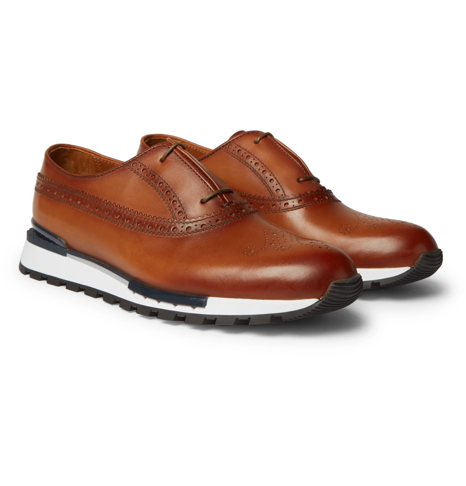 Berluti Fast Track Leather Brogue Sneakers in Brown for Men - Lyst