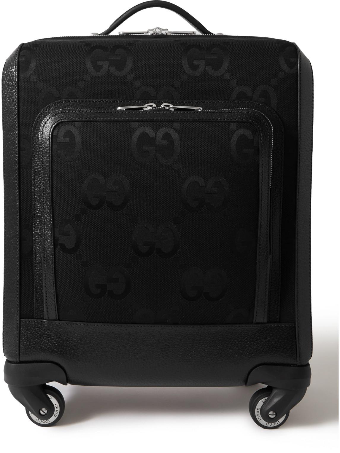 Gucci Leathertrimmed Monogrammed Canvas Carryon Suitcase in Black for