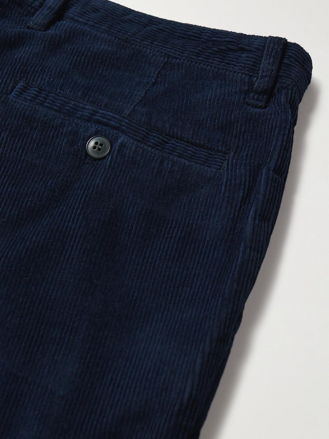 Sunspel Straight-leg Pleated Cotton-blend Corduroy Trousers in Blue for Men  Lyst Australia