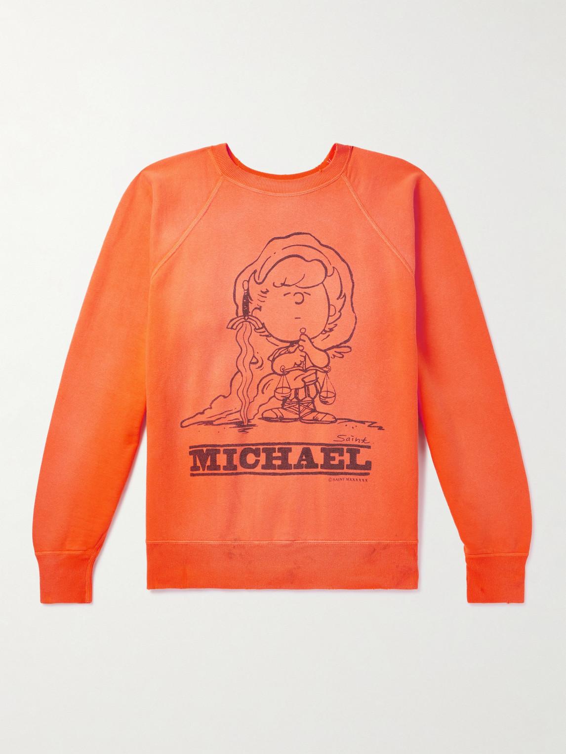 SAINT Mxxxxxx Michael Distressed Printed Cotton-jersey Sweatshirt