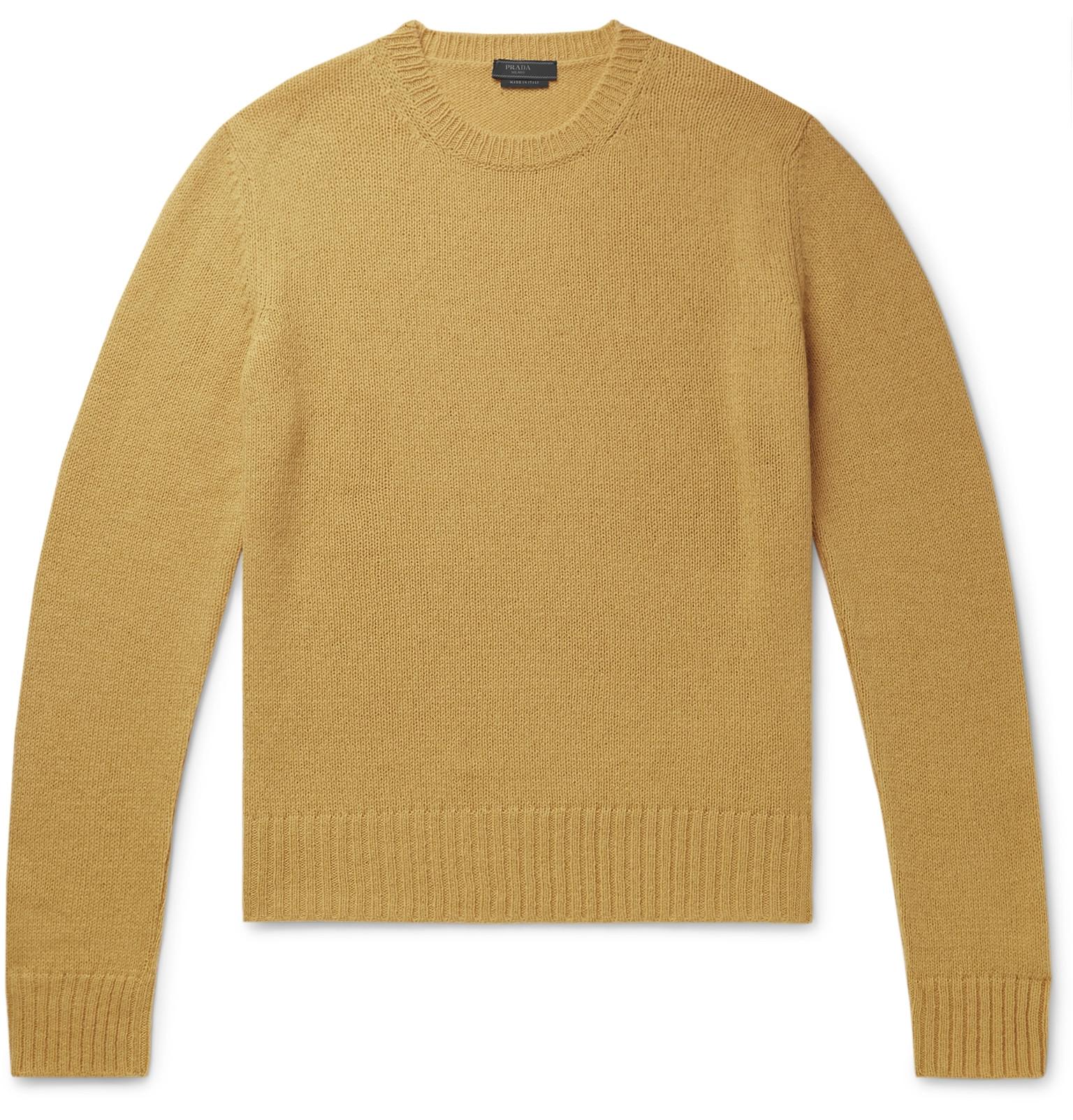 Prada Shetland Wool Sweater in Yellow for Men - Lyst