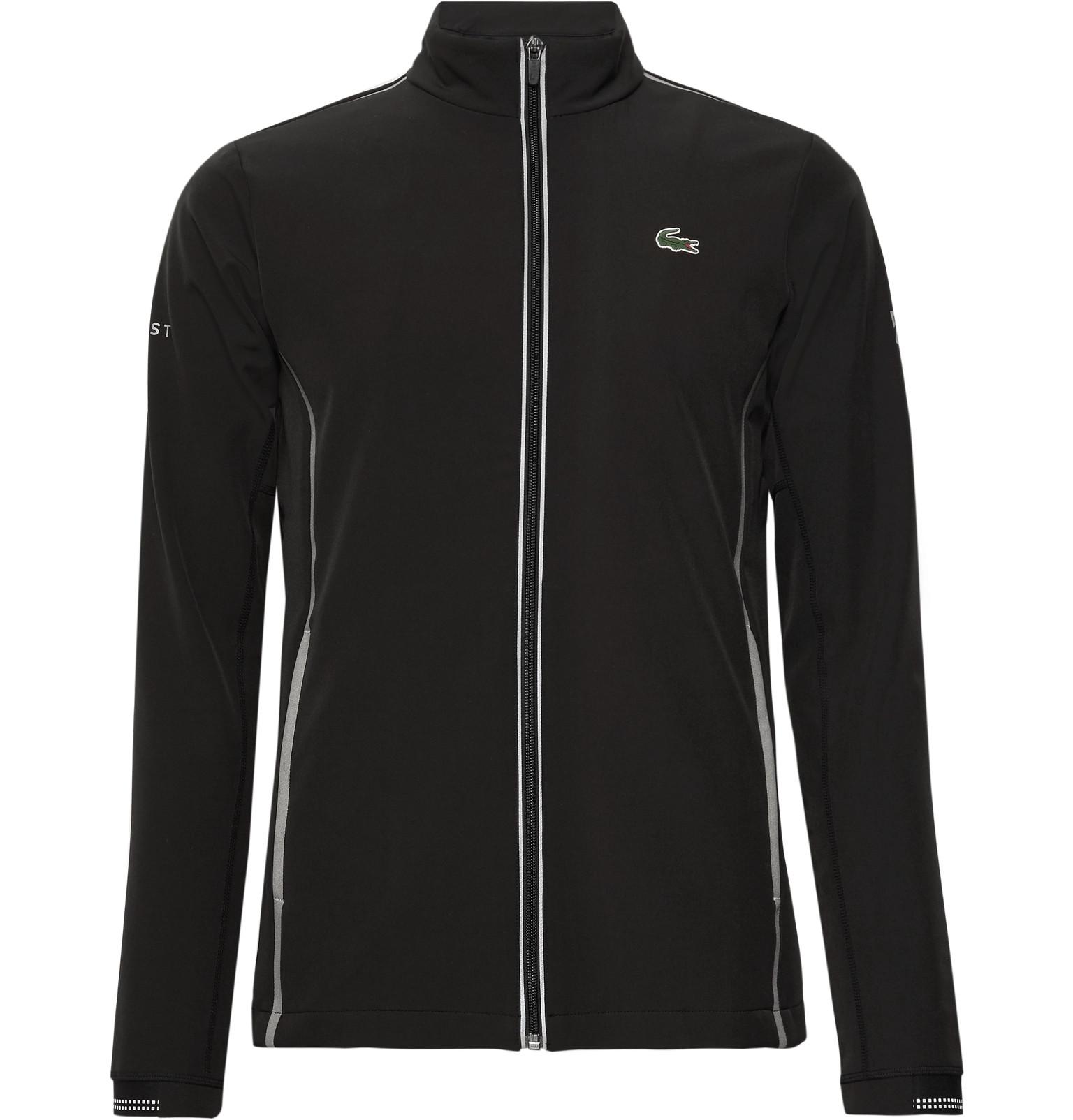 Lacoste Novak Djokovic Stretch-jersey Zip-up Jacket in Black for Men | Lyst