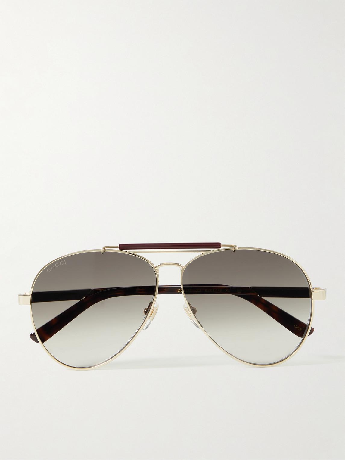 Gucci Aviator-style Gold-tone And Acetate Sunglasses in Natural for Men |  Lyst Australia