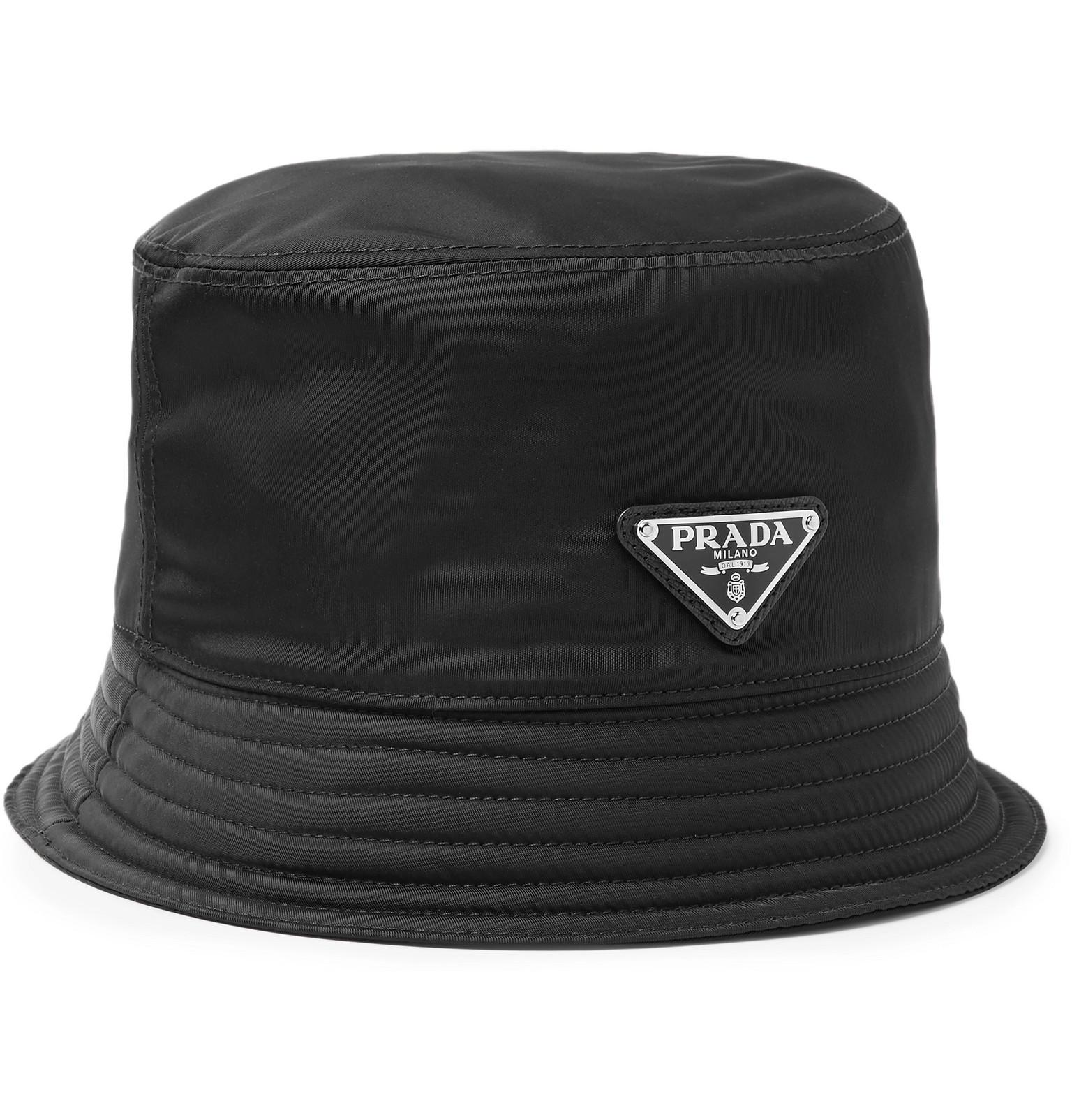 Prada Synthetic Logo-appliquéd Nylon Bucket Hat in Black for Men - Lyst
