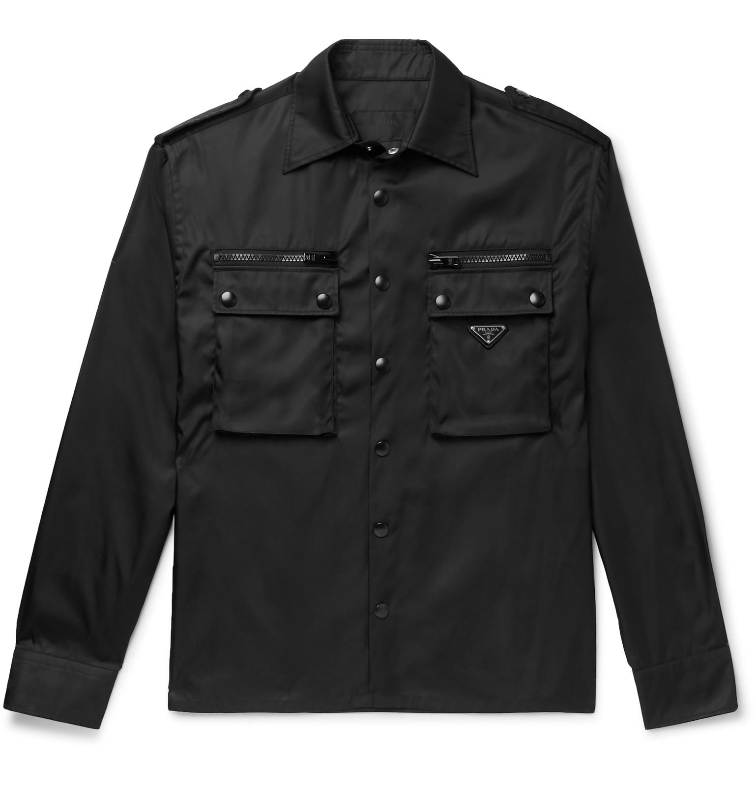 Prada Synthetic Nylon-gabardine Shirt in Black for Men - Lyst