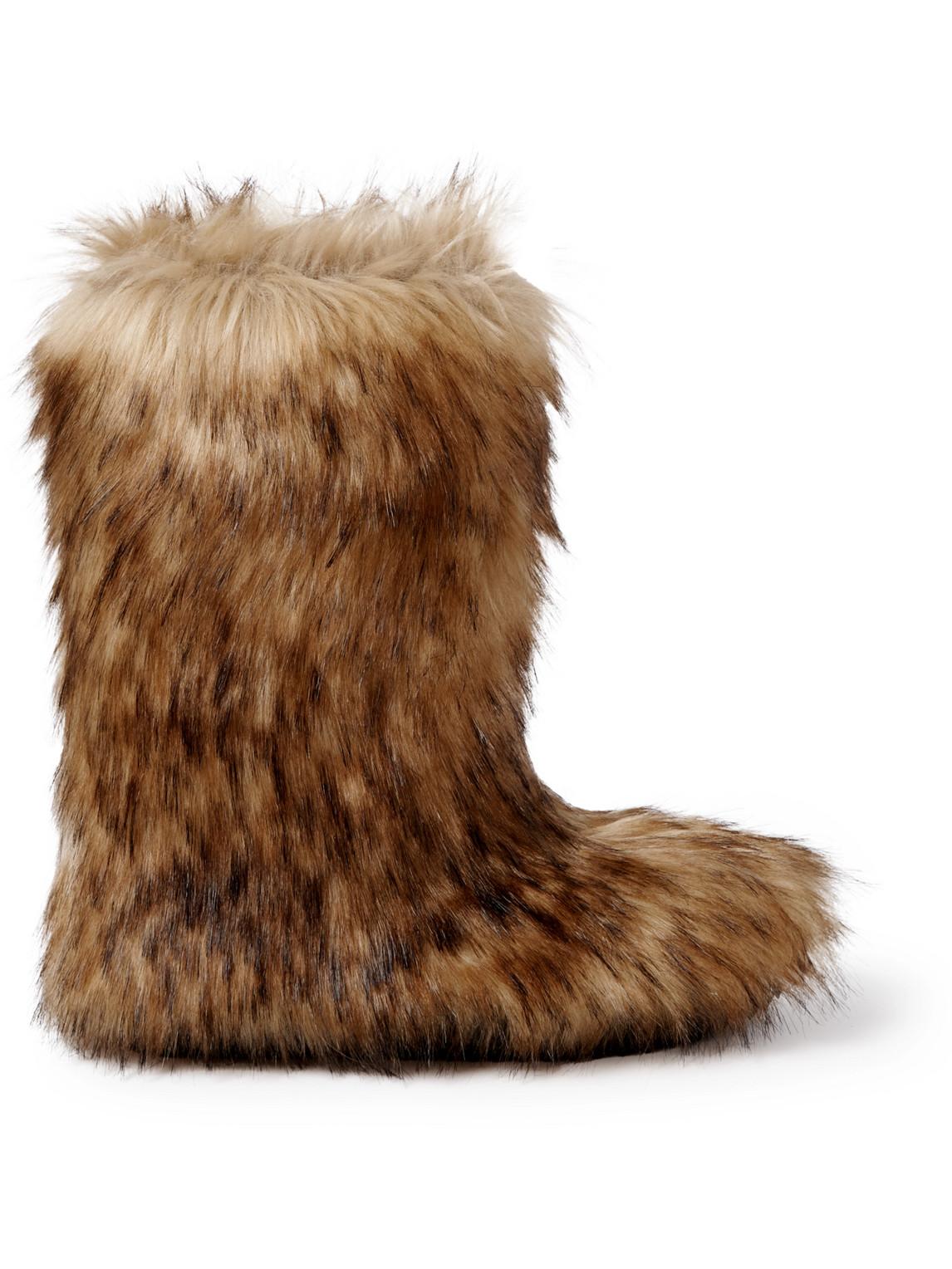 CELINE HOMME Faux Fur Boots in Brown for Men | Lyst