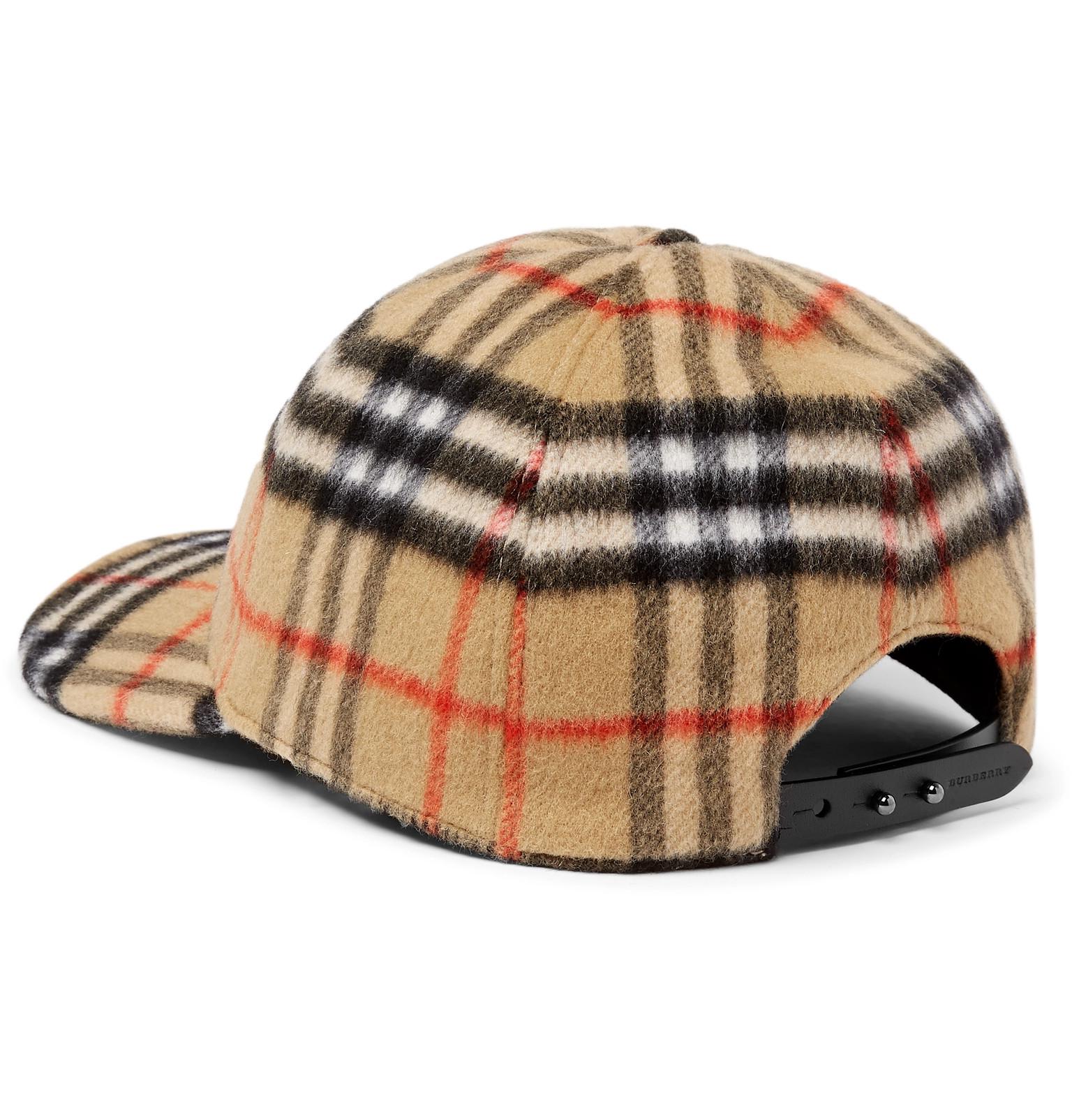 Burberry Cotton Checked Brushed-wool Baseball Cap in Tan (Brown) for ...