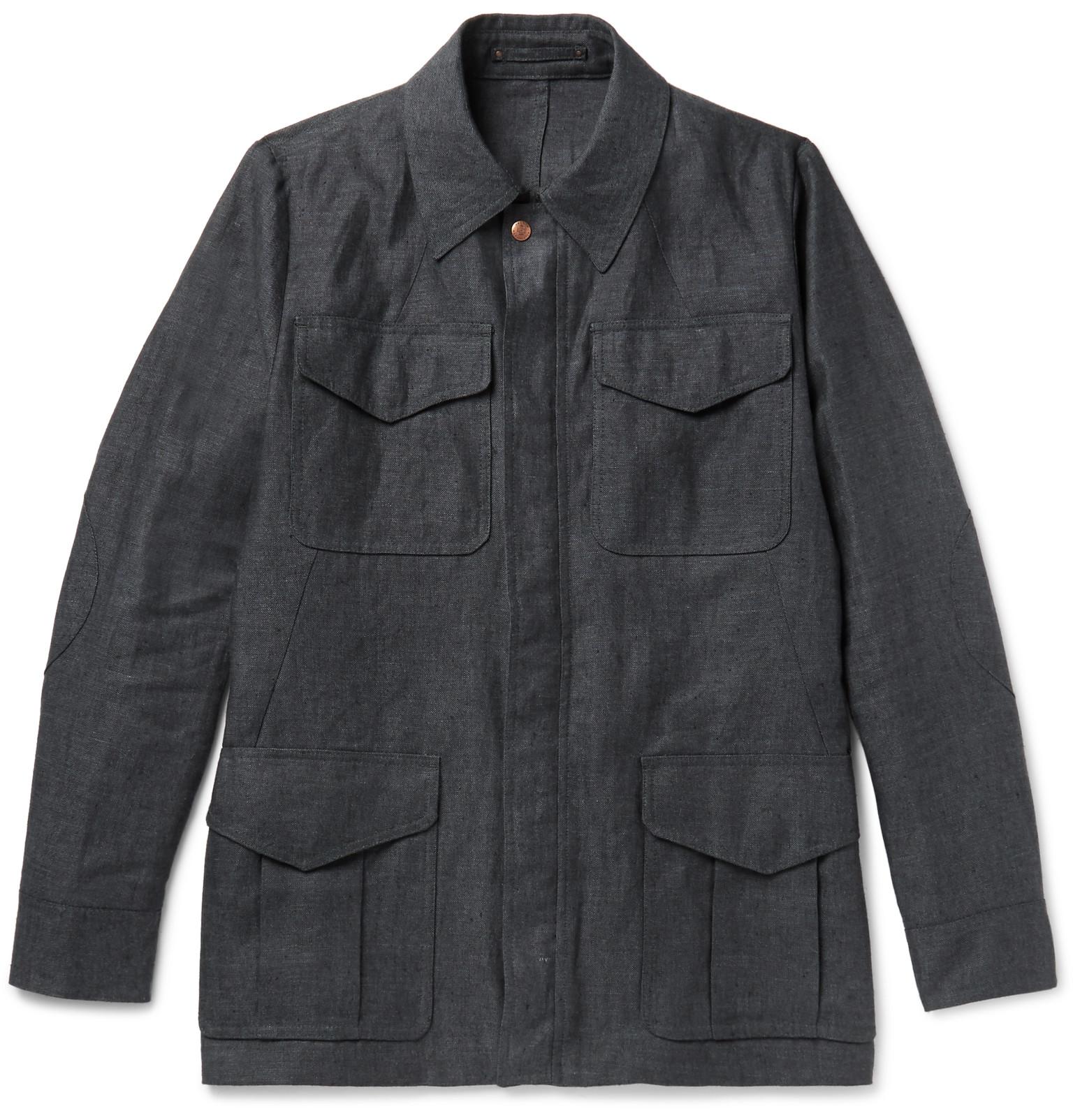 private white linen field jacket