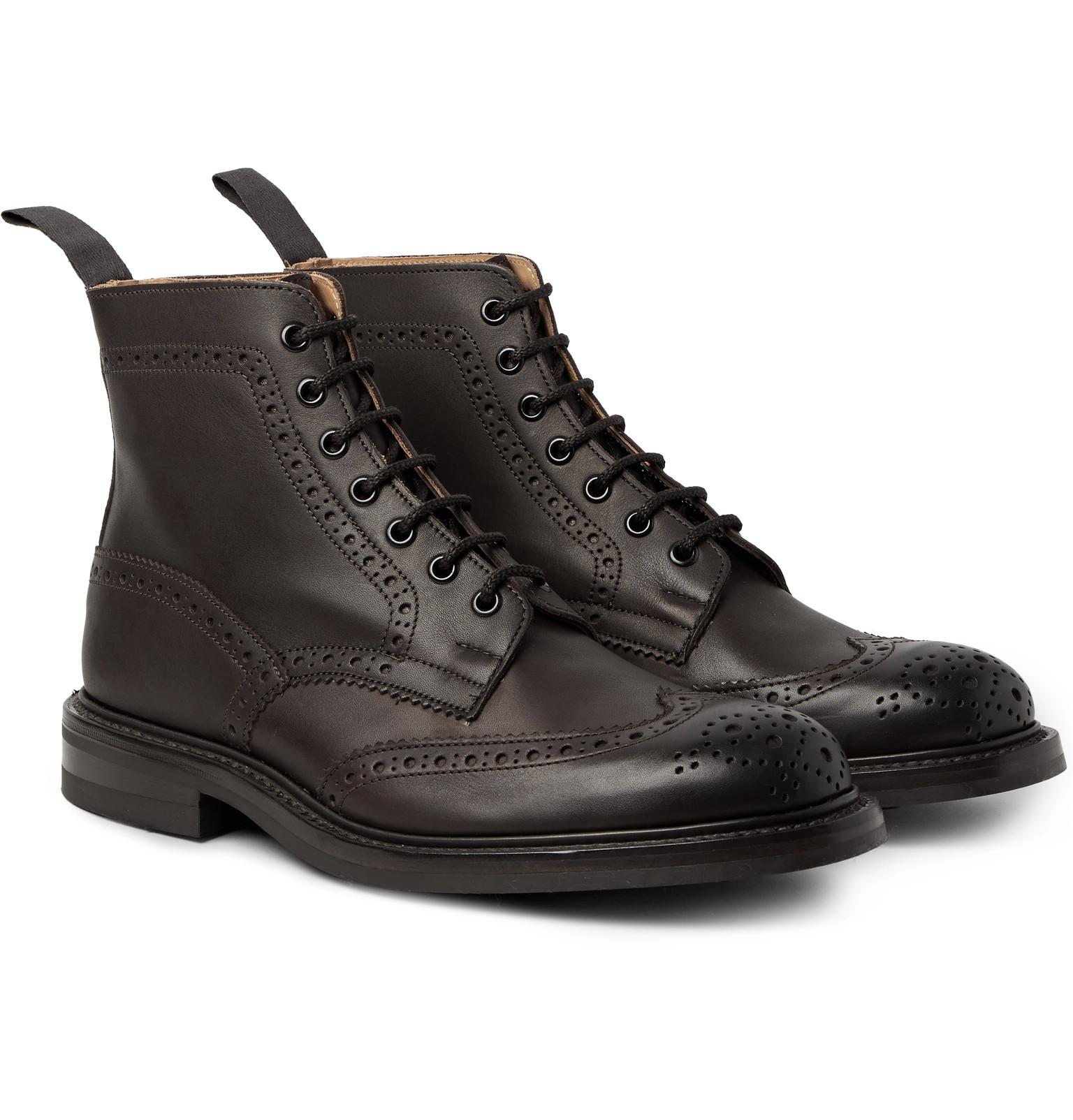 Tricker's Stow Burnished-leather Brogue Boots in Dark Brown (Brown) for ...