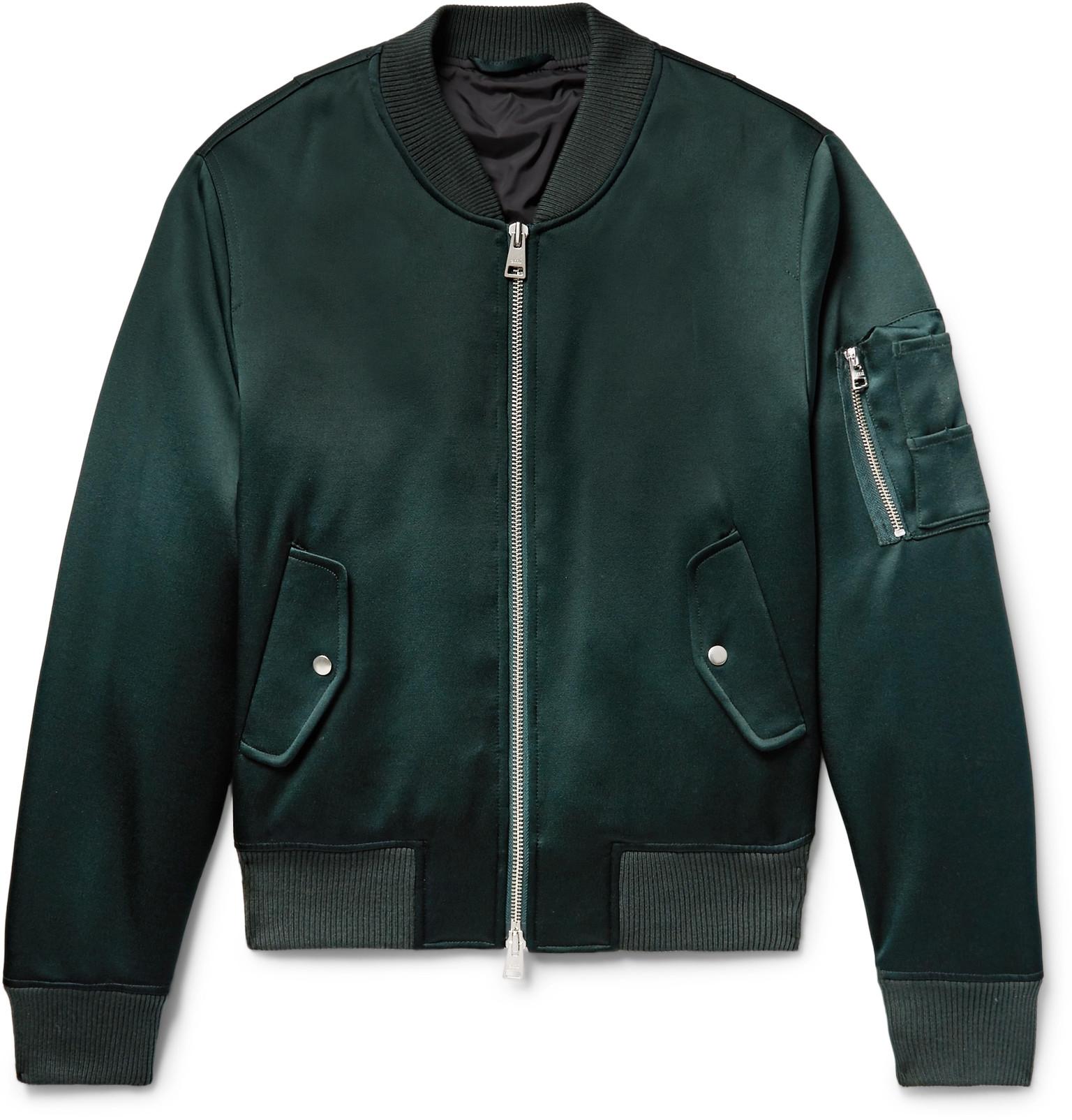 AMI Satin Bomber Jacket in Emerald (Green) for Men Lyst