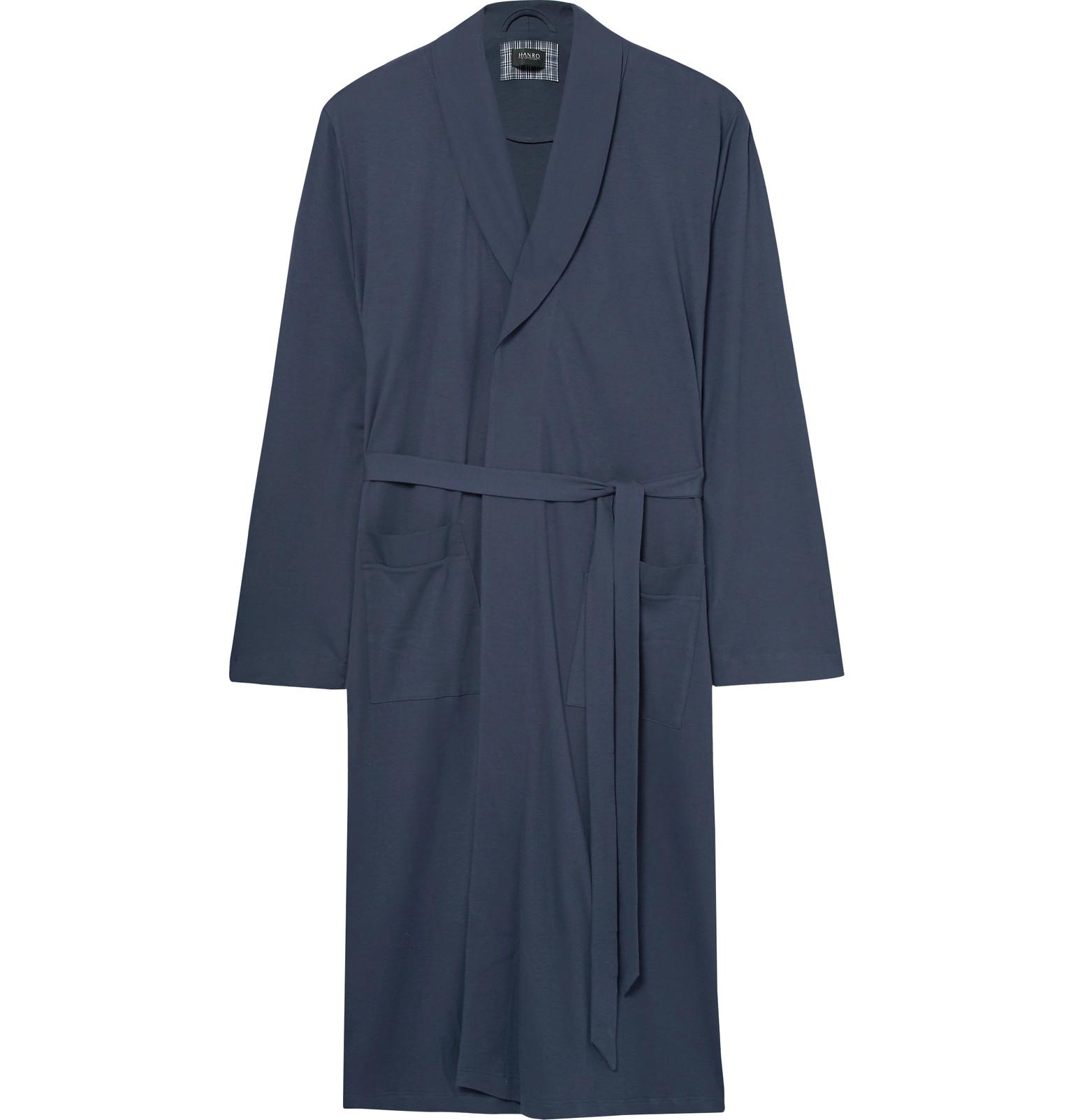 Hanro Night And Day Cotton Robe in Blue for Men Lyst