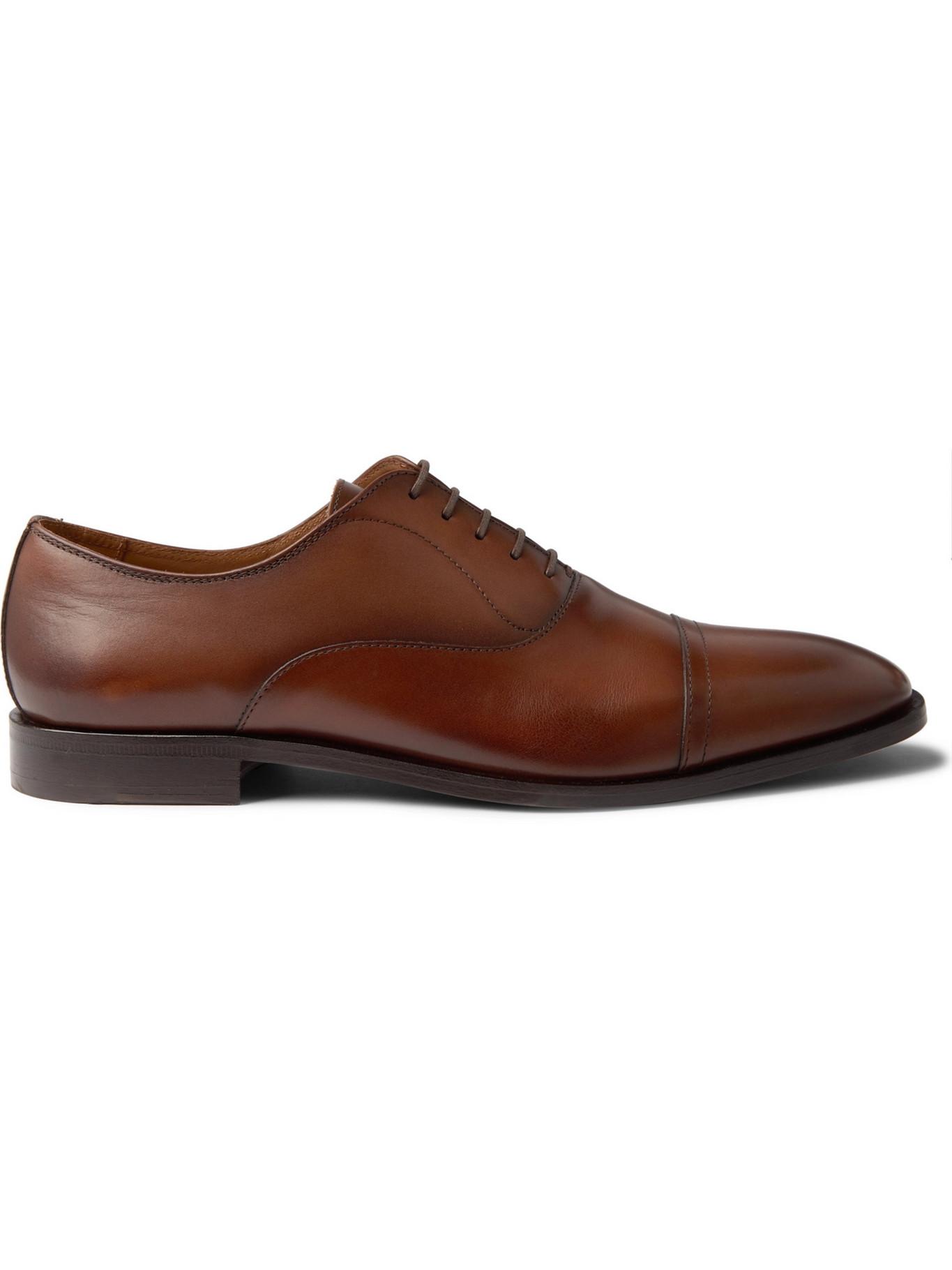 BOSS by HUGO BOSS Lisbon Cap-toe Burnished-leather Oxford Shoes in Brown  for Men | Lyst