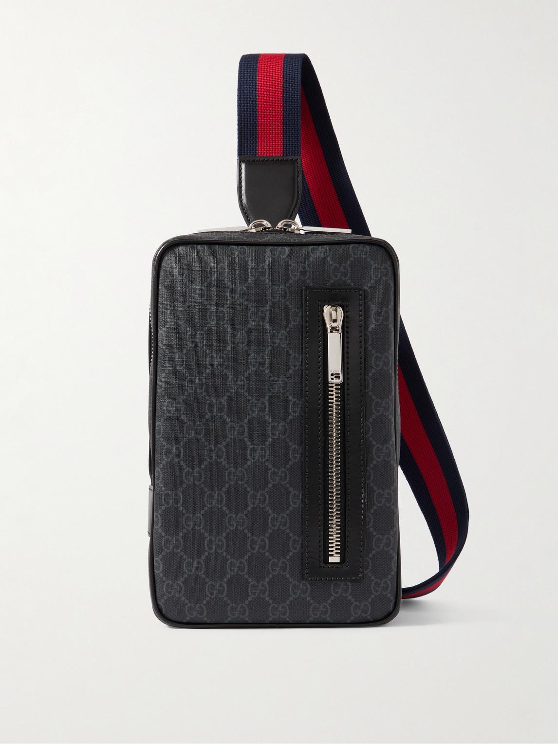 Gucci Leather Trimmed Gg Supreme Monogrammed Coated Canvas Sling Backpack in Blue for Men Lyst UK