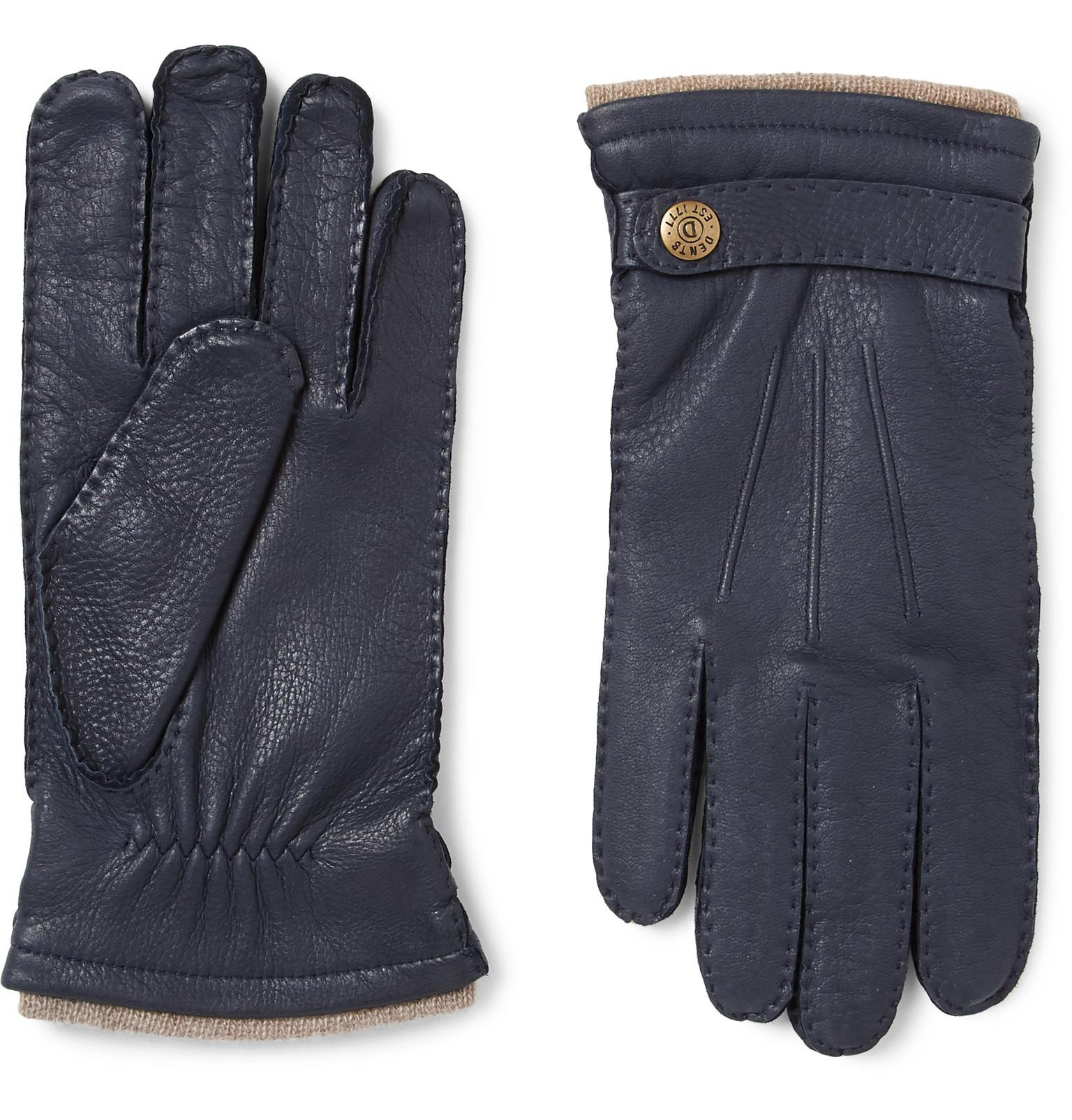 Dents Gloucester Cashmerelined Leather Gloves in Blue for Men Lyst