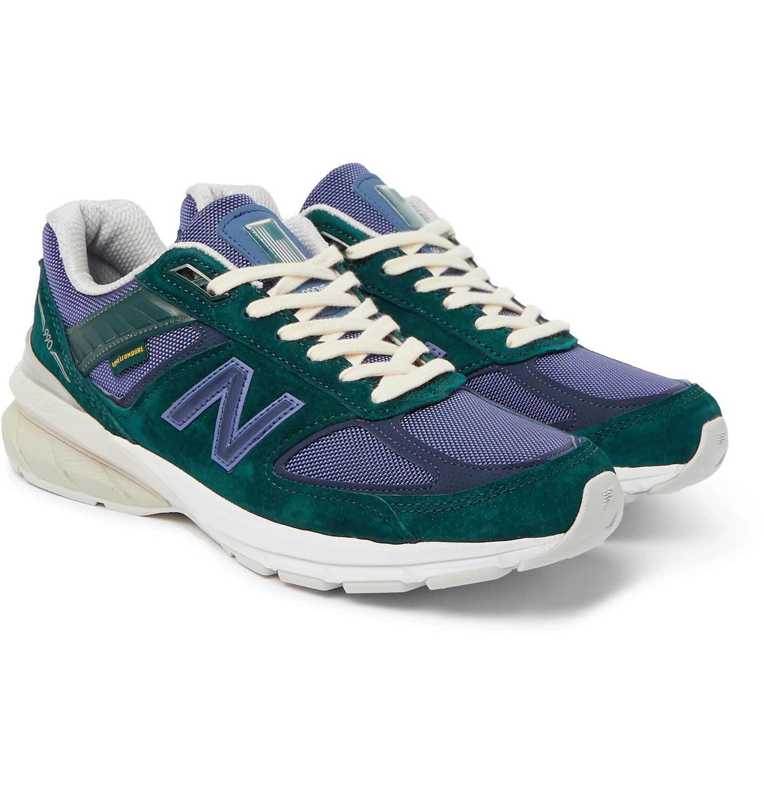New Balance + Aimé Leon Dore 990v5 Mesh And Suede Sneakers 