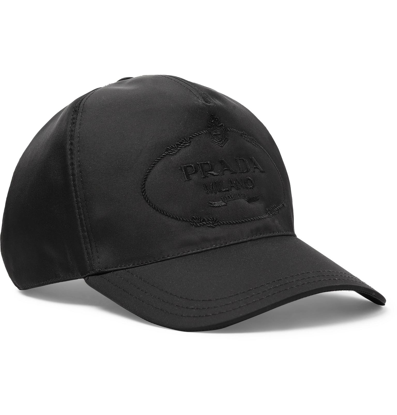 Prada Logo-embroidered Nylon Baseball Cap in Black for Men | Lyst