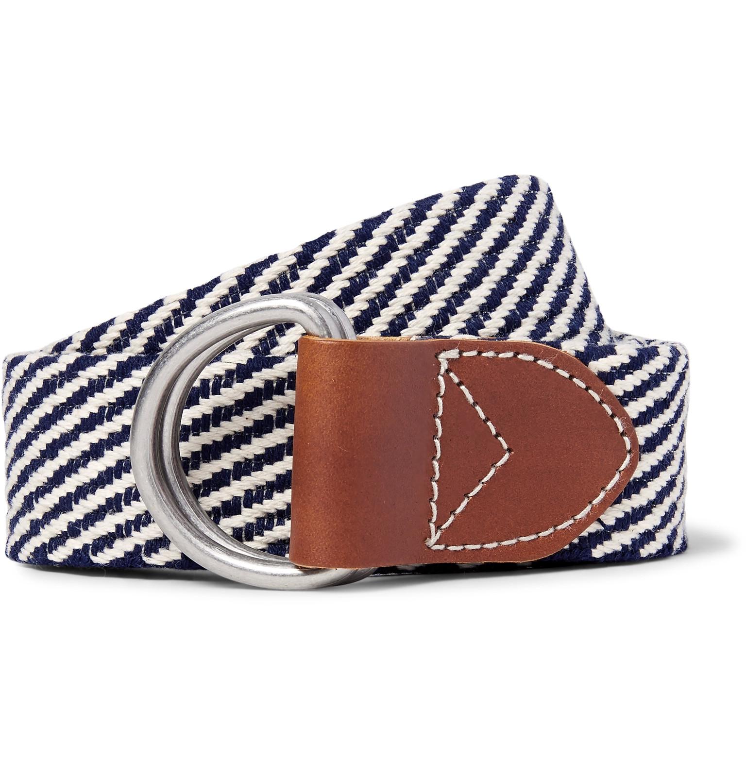 J.Crew 3.5cm Leathertrimmed Woven Cotton Belt in Blue for Men Lyst