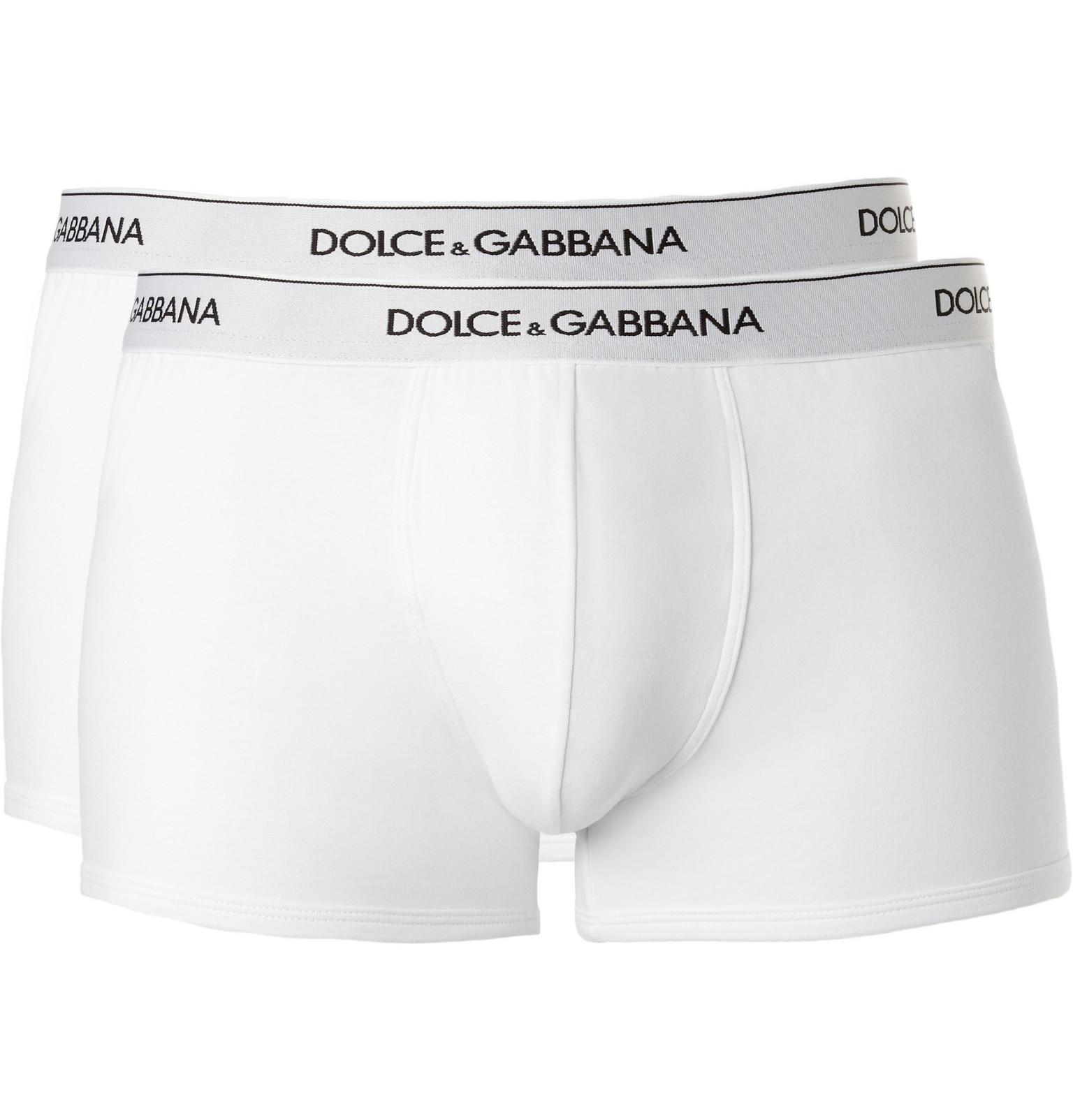 Dolce & Gabbana Two-pack Stretch-cotton Briefs in White for Men - Lyst