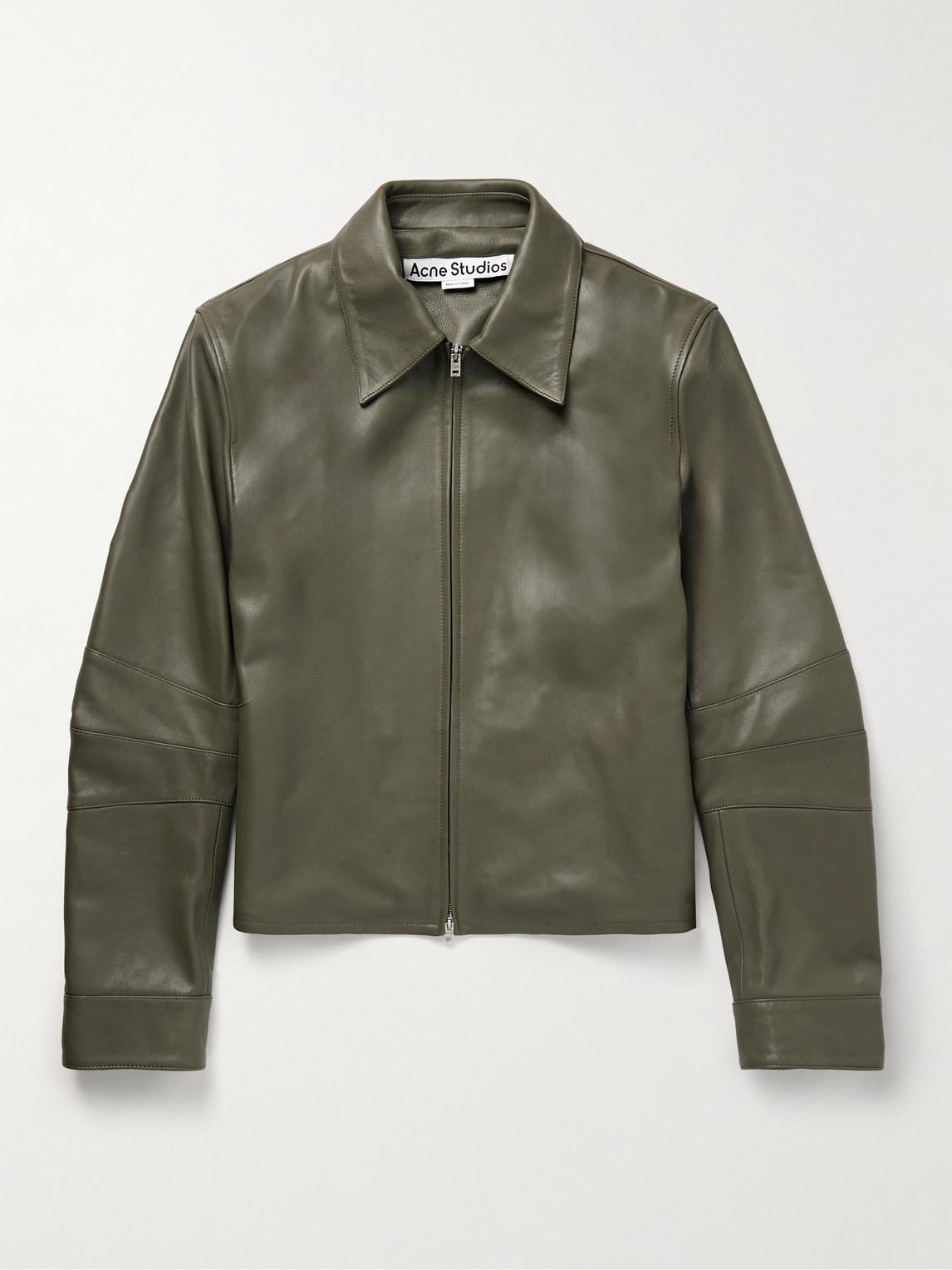Acne Studios Leather Jacket in Green for Men Lyst UK