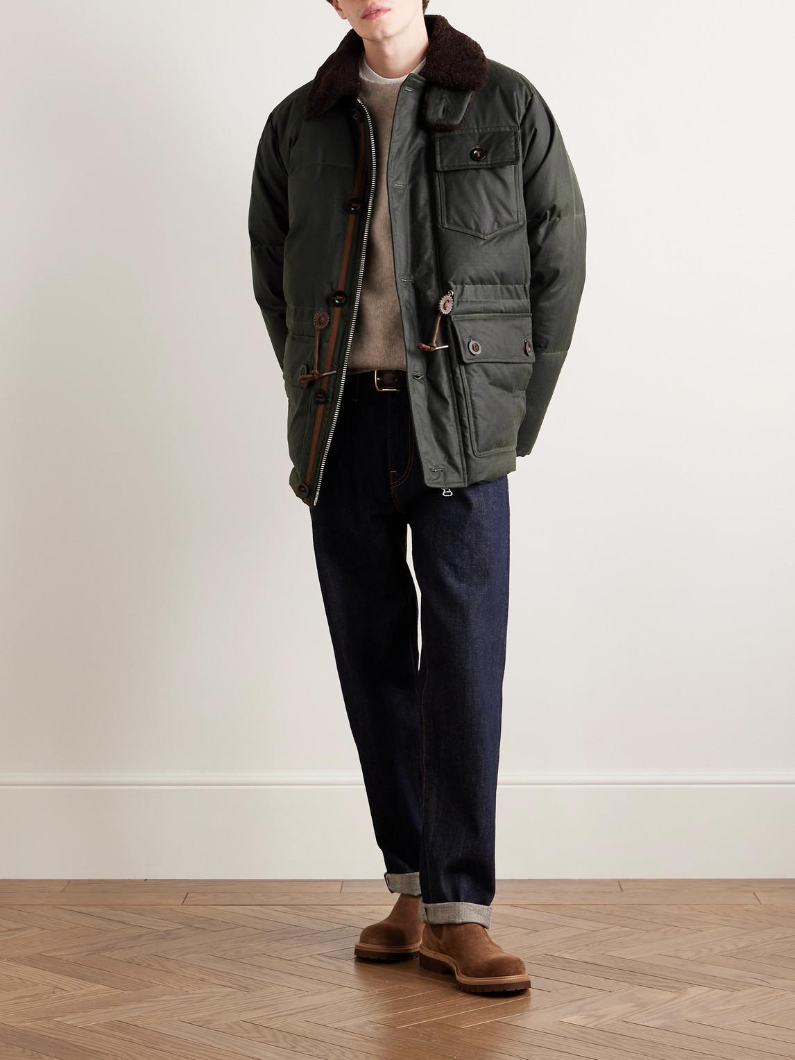 Drake Waxed Cotton Down Jacket Drake's Expedition Shearling