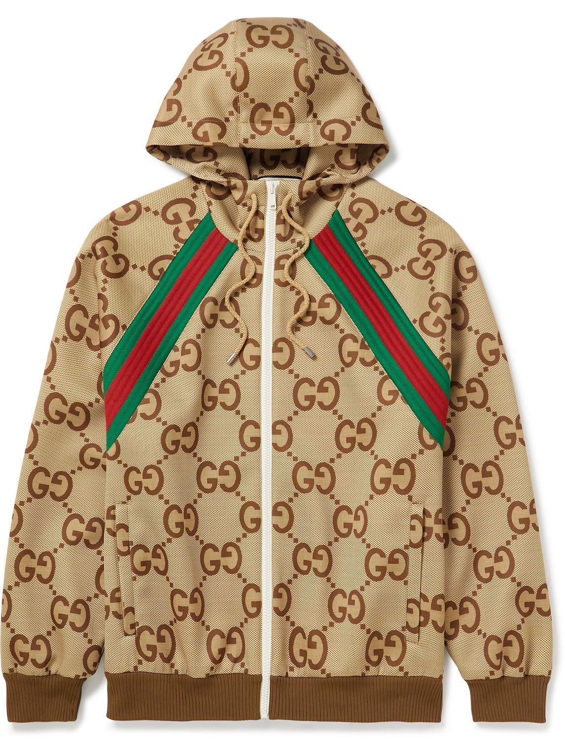 Gucci Webbing-trimmed Logo-print Stretch-jersey Hooded Jacket in ...