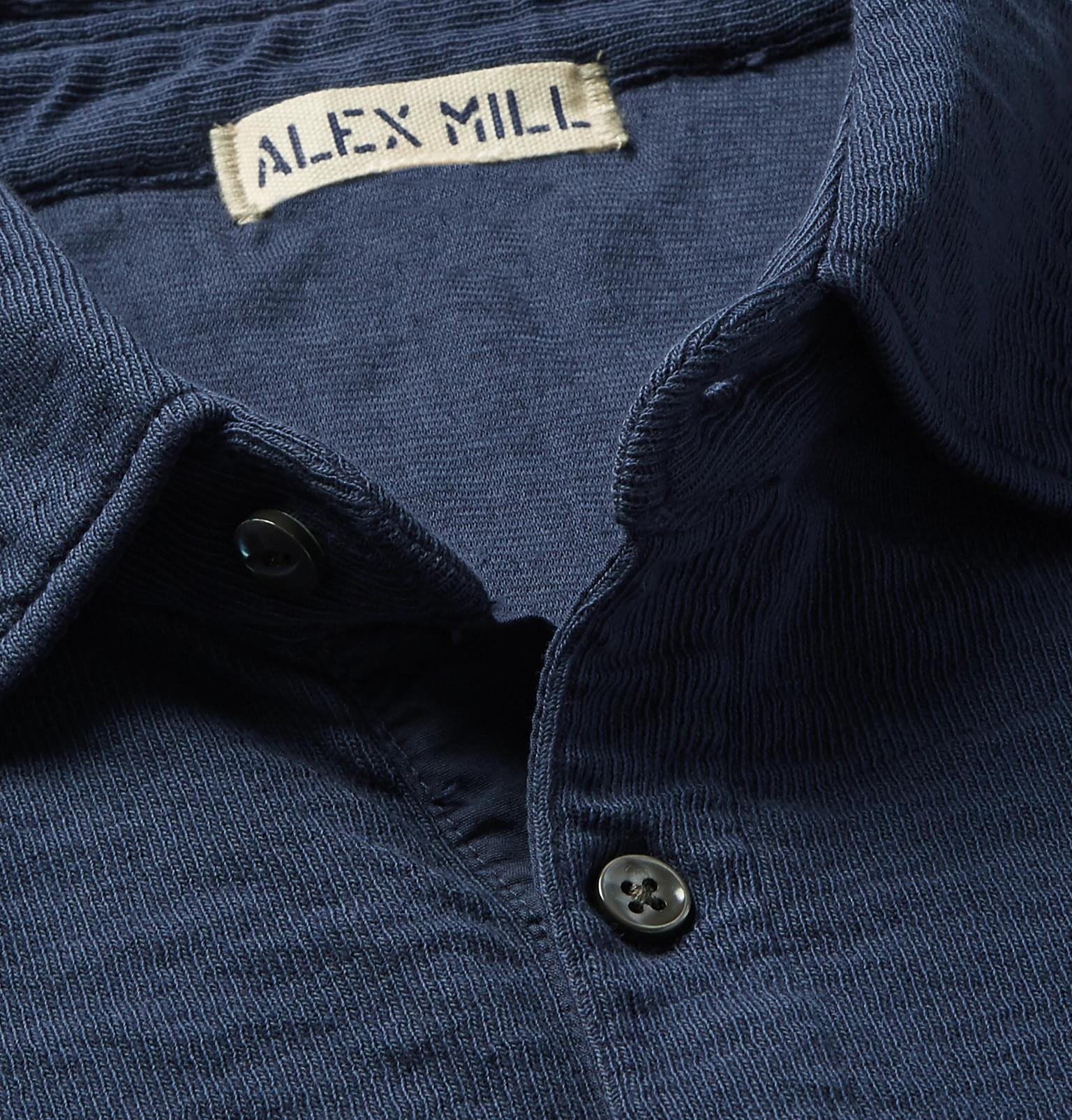 Alex Mill Double-faced Cotton Polo Shirt in Navy (Blue) for Men - Lyst