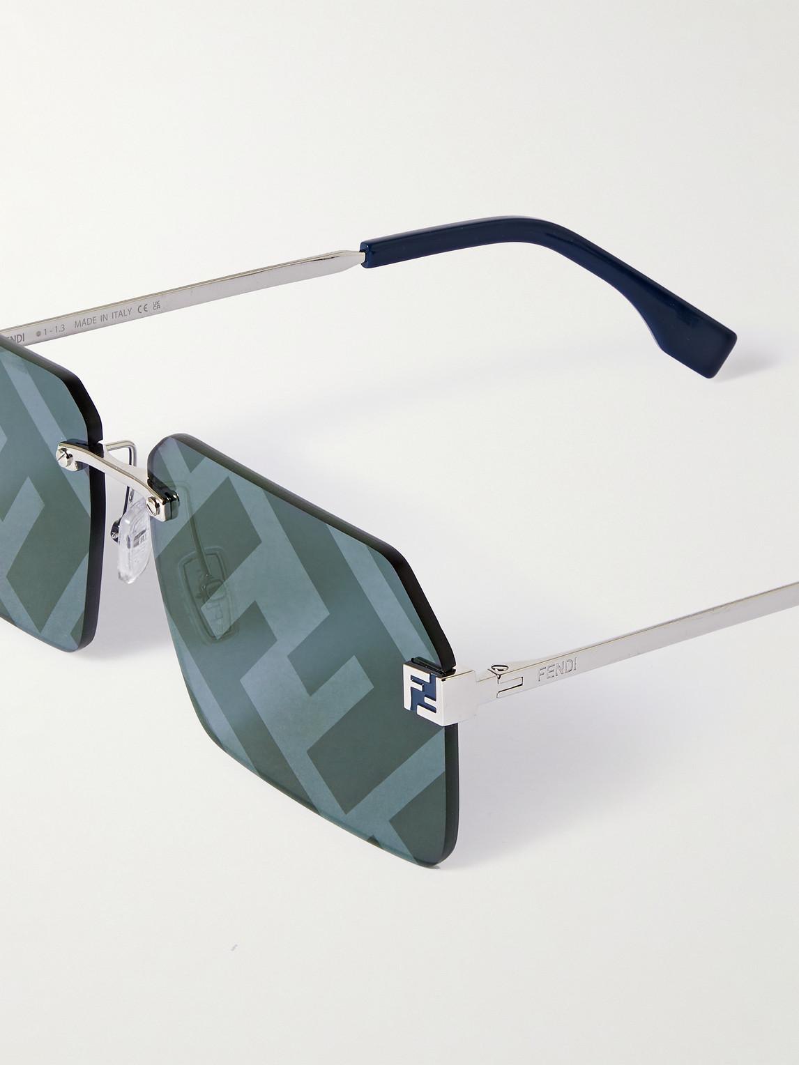 Fendi Sky Silver-tone Square-frame Sunglasses in Blue for Men - Main Image
