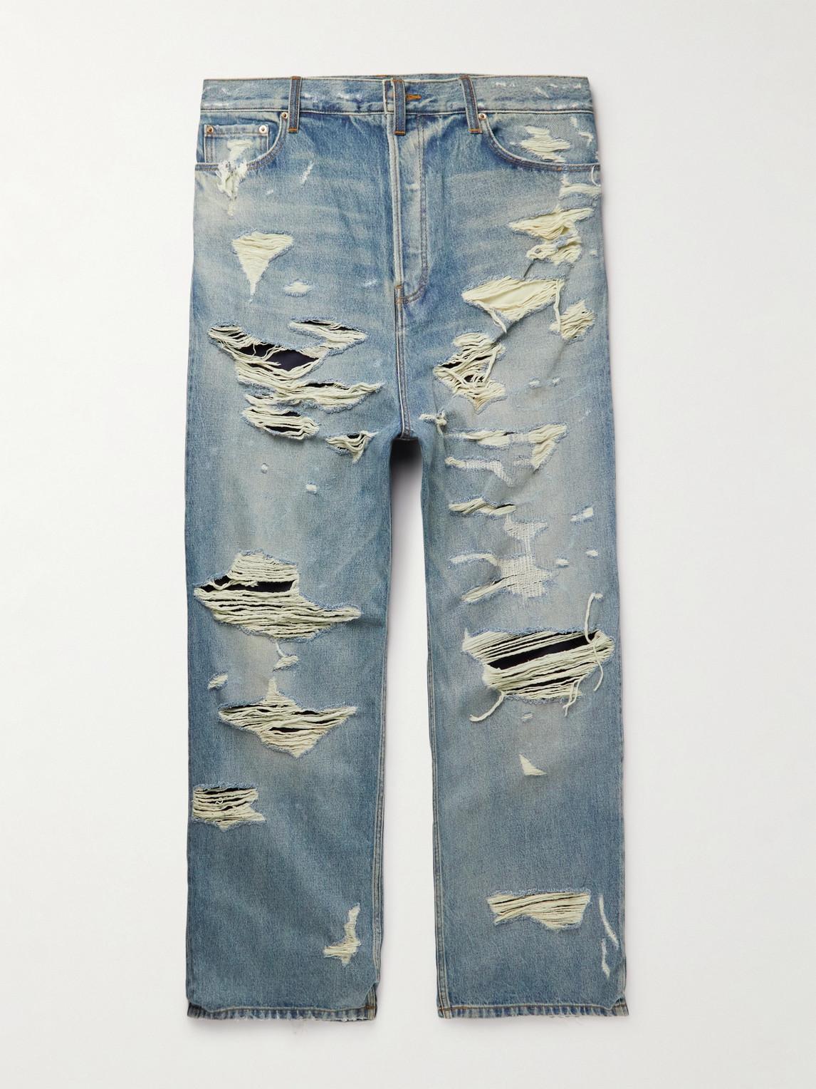 Balenciaga Denim Wide-leg Distressed Jeans in Blue for Men | Lyst Canada