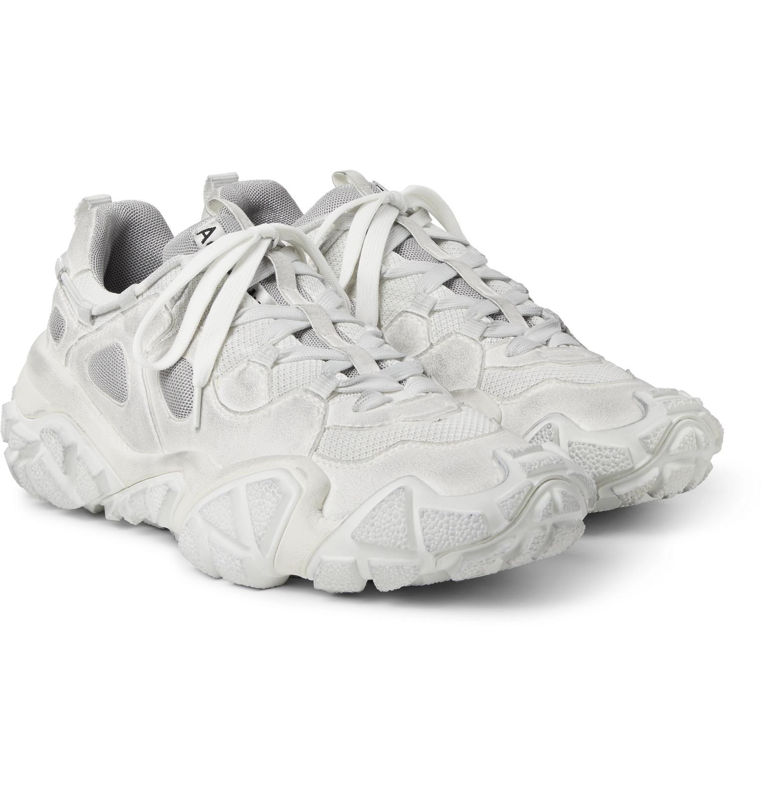 Acne Studios Boltzer Distressed Rubber-trimmed Suede And Mesh Sneakers ...