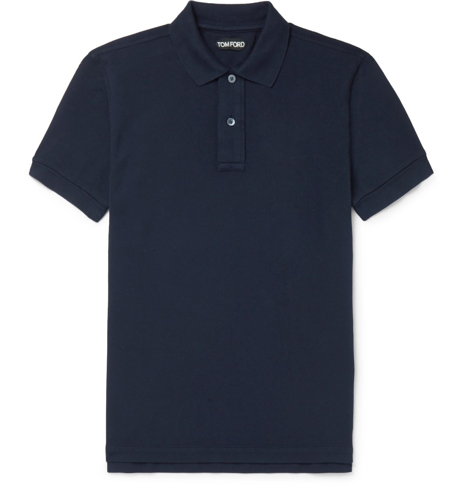 Tom Ford Slim-fit Garment-dyed Cotton-piqué Polo Shirt in Blue for Men ...