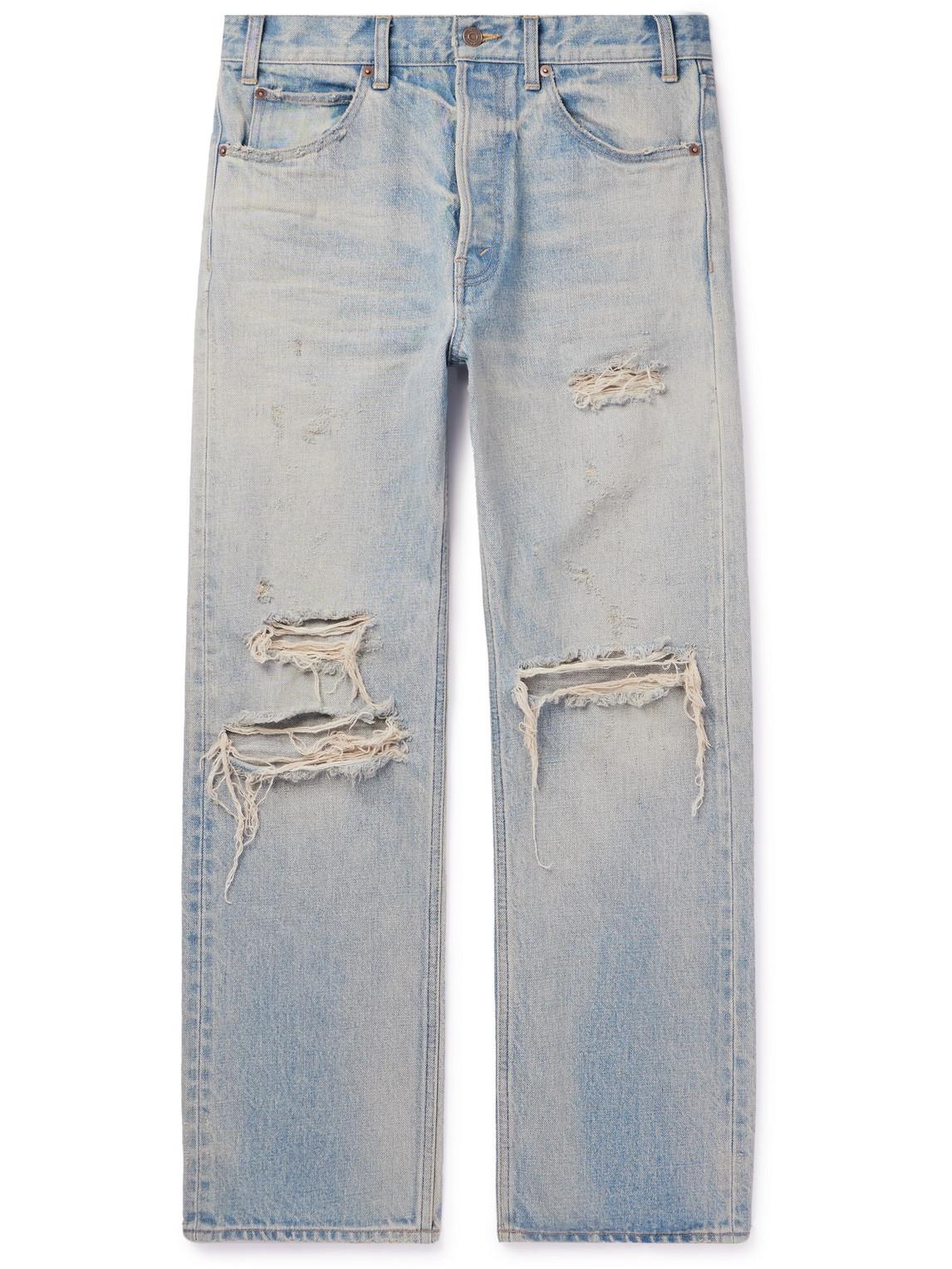 CELINE HOMME Kurt Straight-leg Distressed Jeans in Blue for Men | Lyst