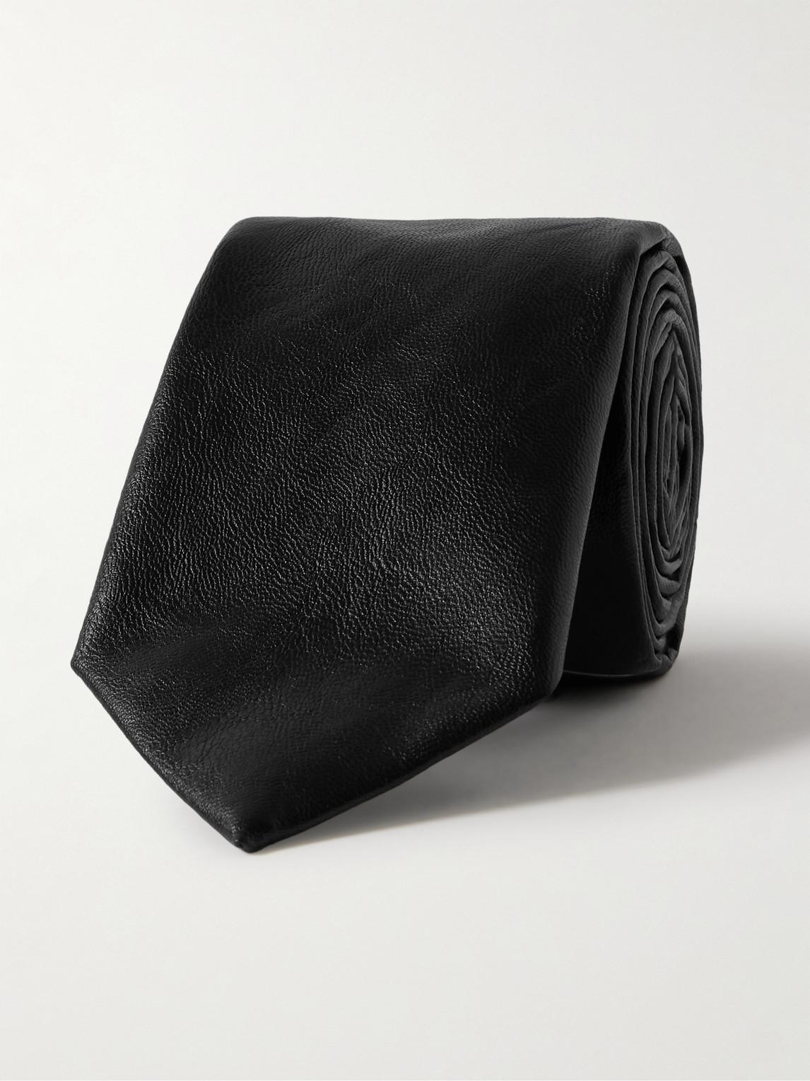 Our Legacy ブラック フェイクレザー ネクタイ OUR LEGACY | TIE / BLACK REAL FAKE LEATHER ビーガンレザー