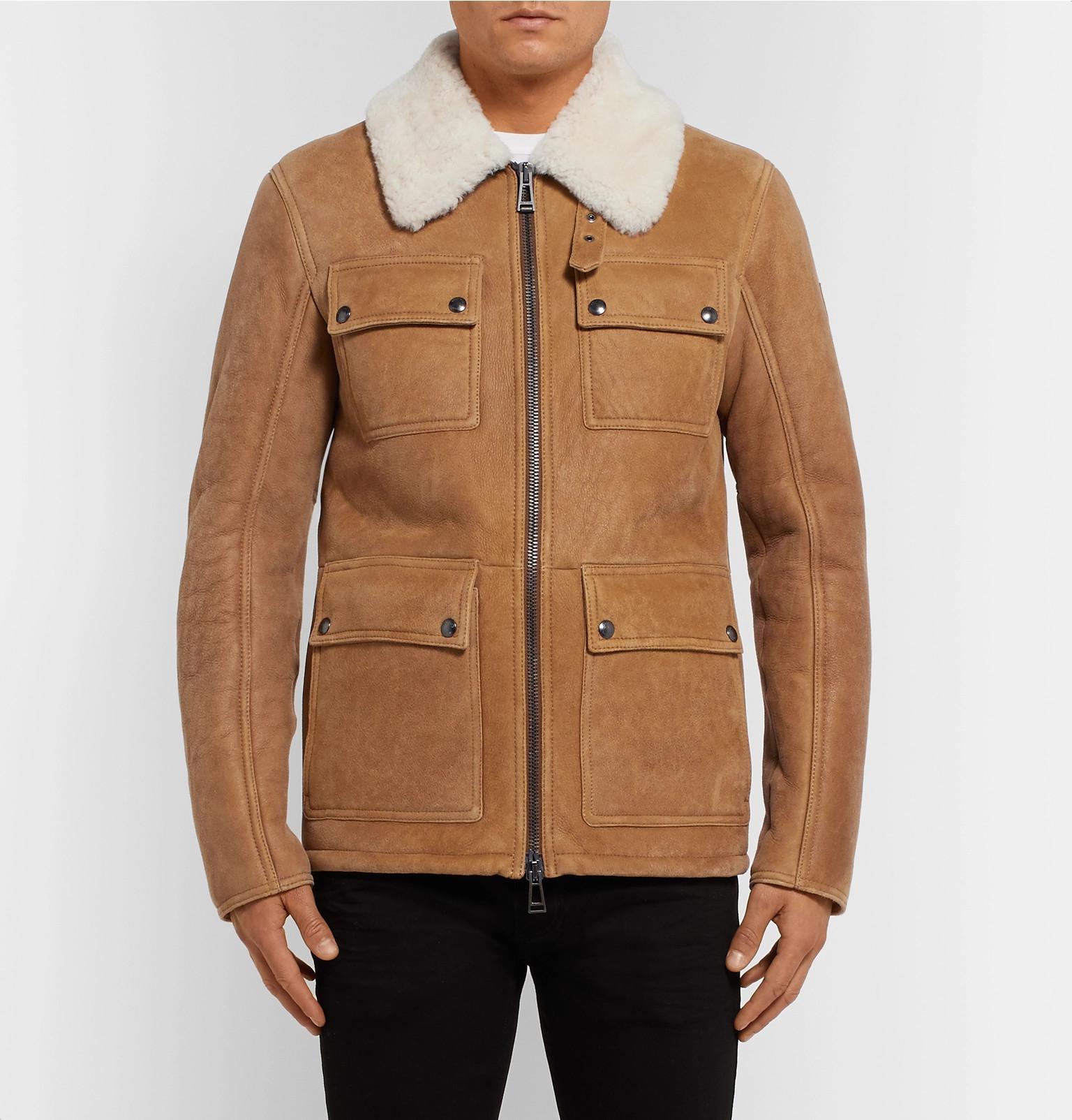 Belstaff Denim Upland Slim-fit Shearling Jacket in Tan (Brown) for Men -  Lyst