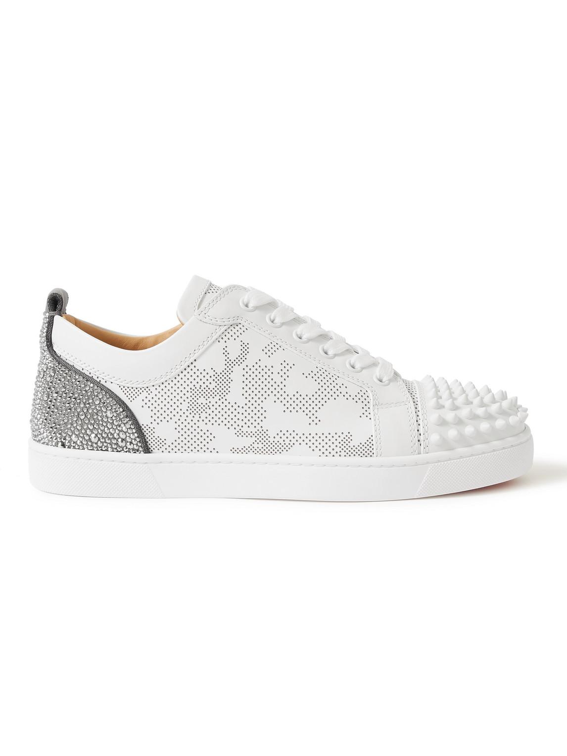 Christian Louboutin Junior Spikes Perforated Leather Sneakers in White for Men