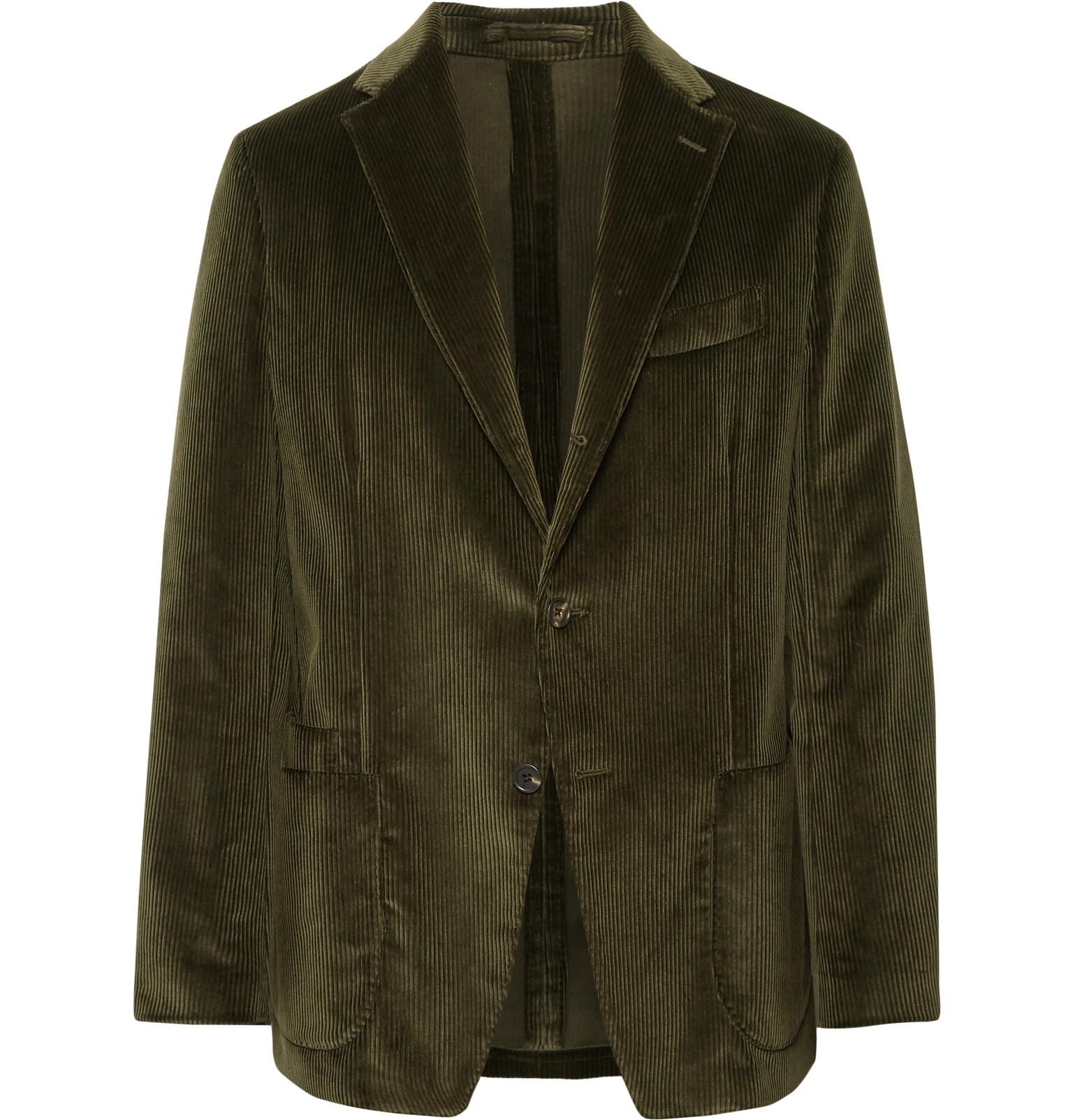 Drake's Dark-green Slim-fit Cotton-corduroy Blazer for Men | Lyst