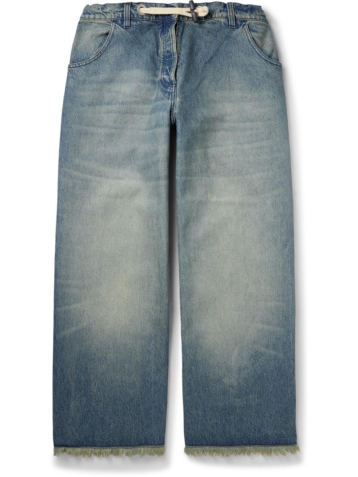 Moncler Genius Palm Angels Wide-leg Frayed Jeans in Blue for Men | Lyst