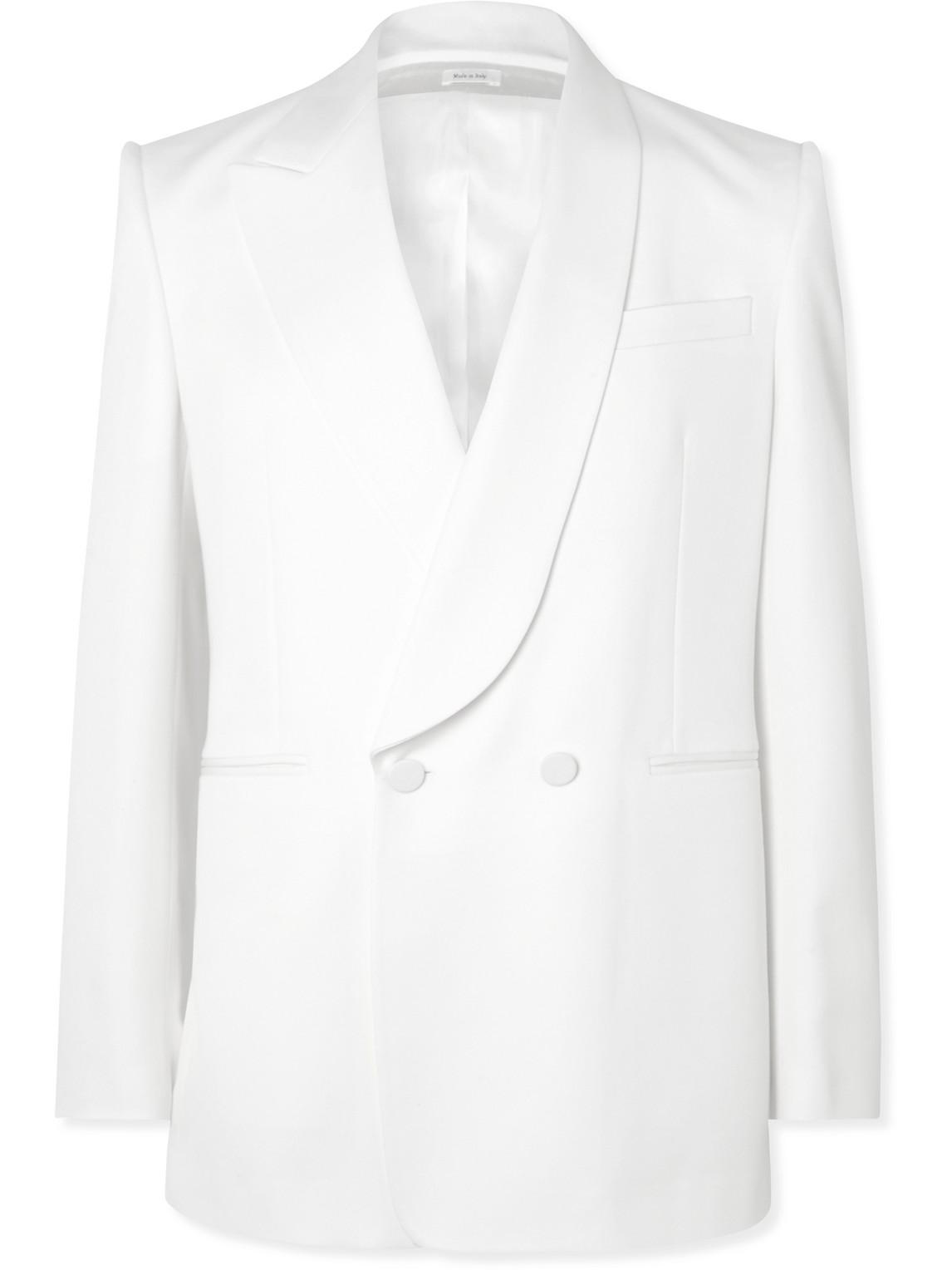 【関税&送料込】Alexander Mcqueen Double-Breasted Jacket Wit McQueen Double-Breasted Wool-Twill Suit Jacket in White for